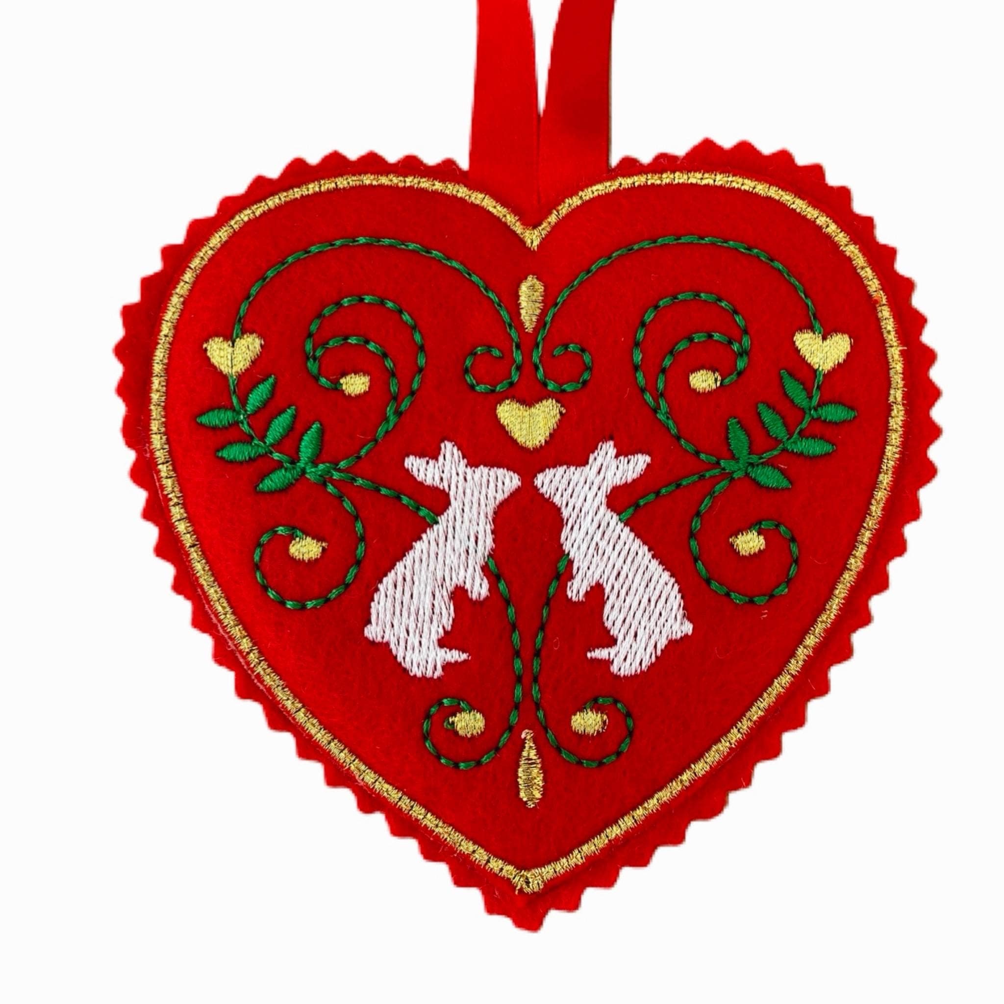 Bunnies Red Heart Felt Decoration — image 3