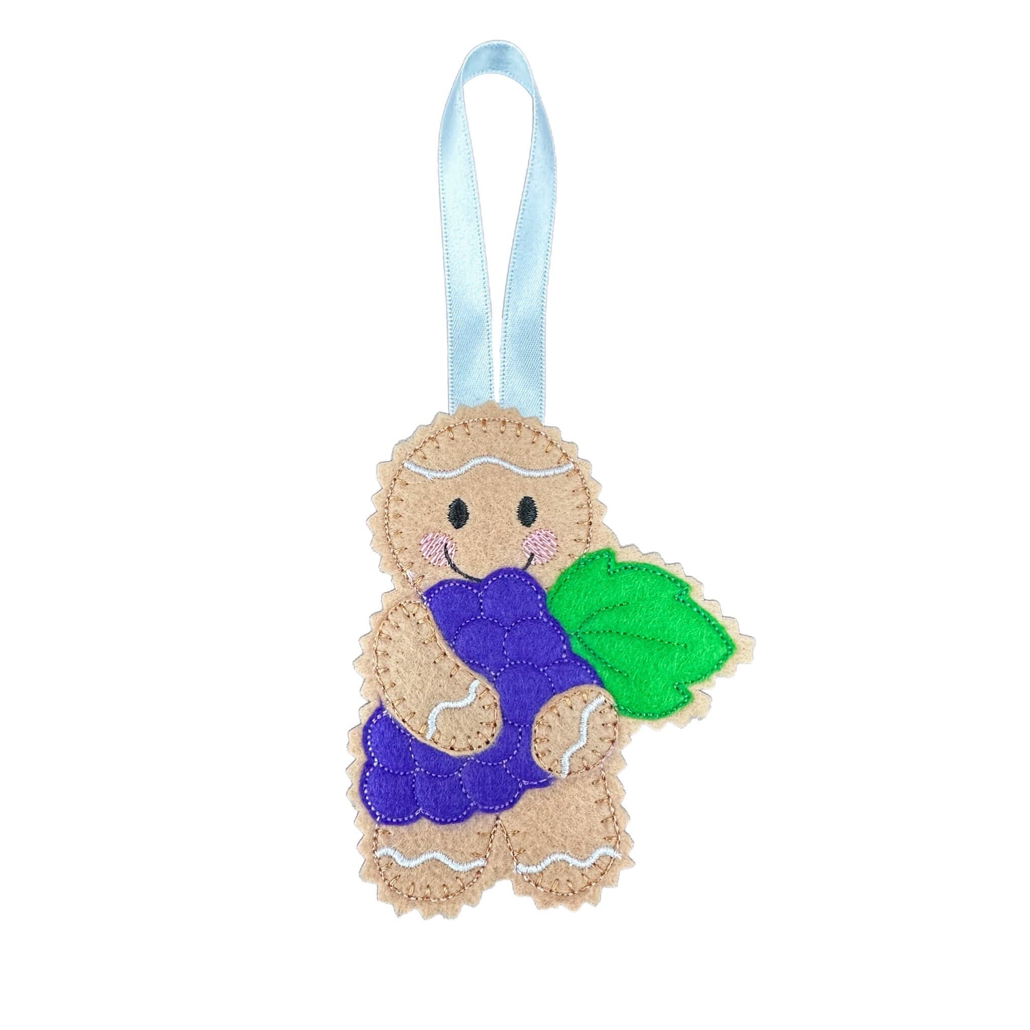 Grape Gingerbread Man Felt Decoration