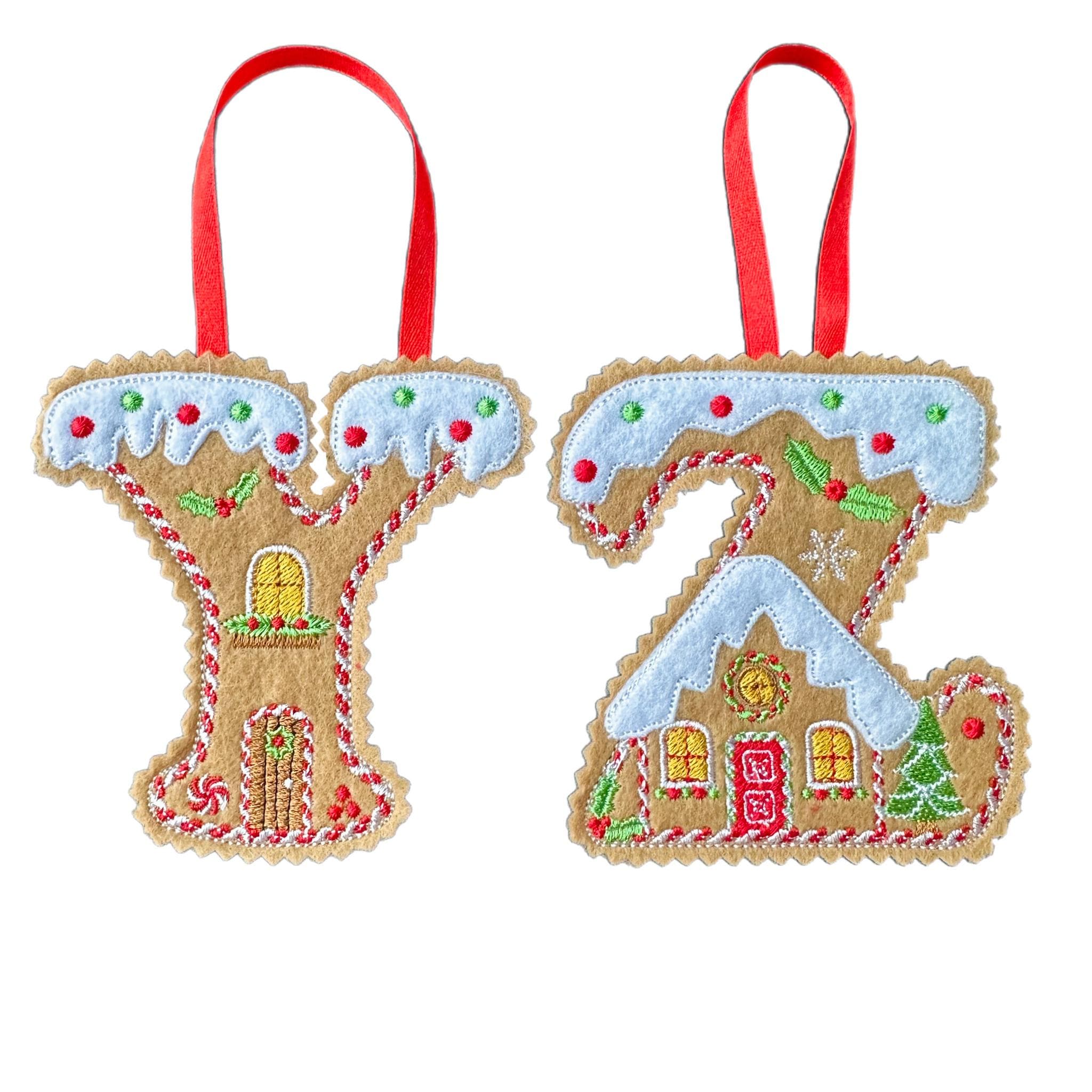 Initial Gingerbread Letter Decoration – Personalised Felt Ornament / Gift Tag — image 8