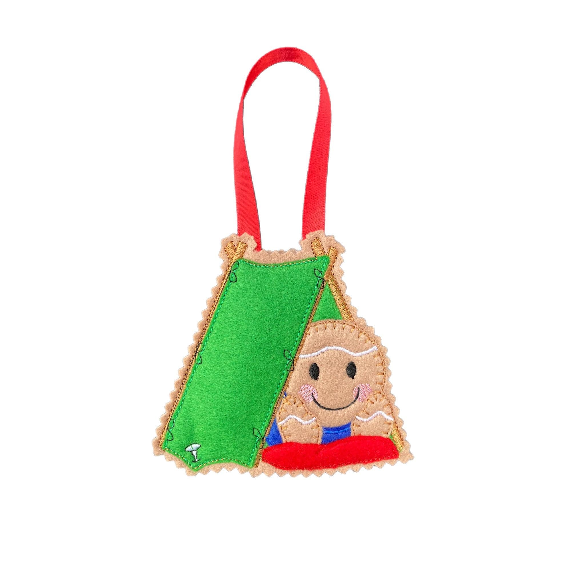 Camping / Tent Gingerbread Man Felt Decoration