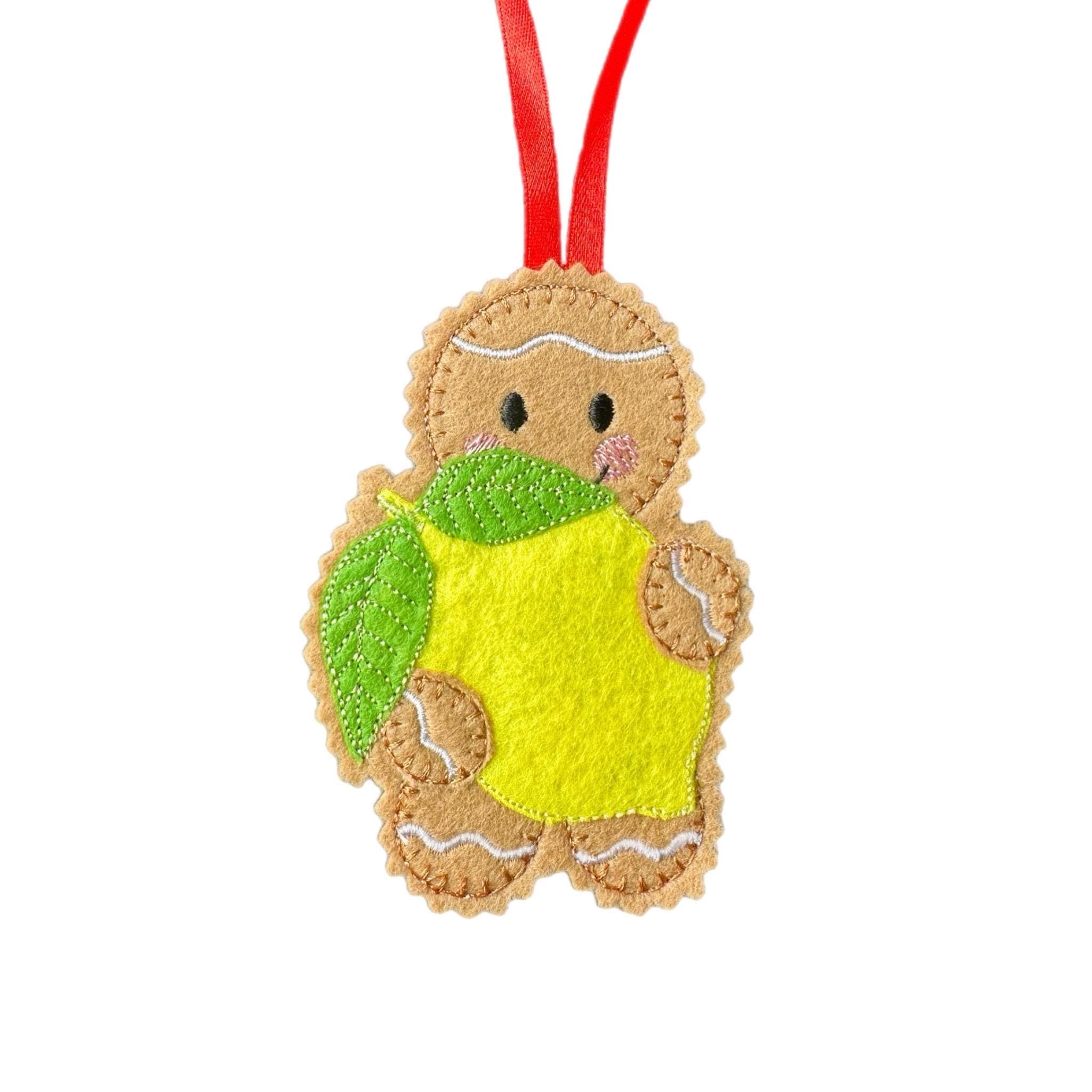 Lemon Felt Gingerbread Ornament: Handmade Christmas Tree Decoration