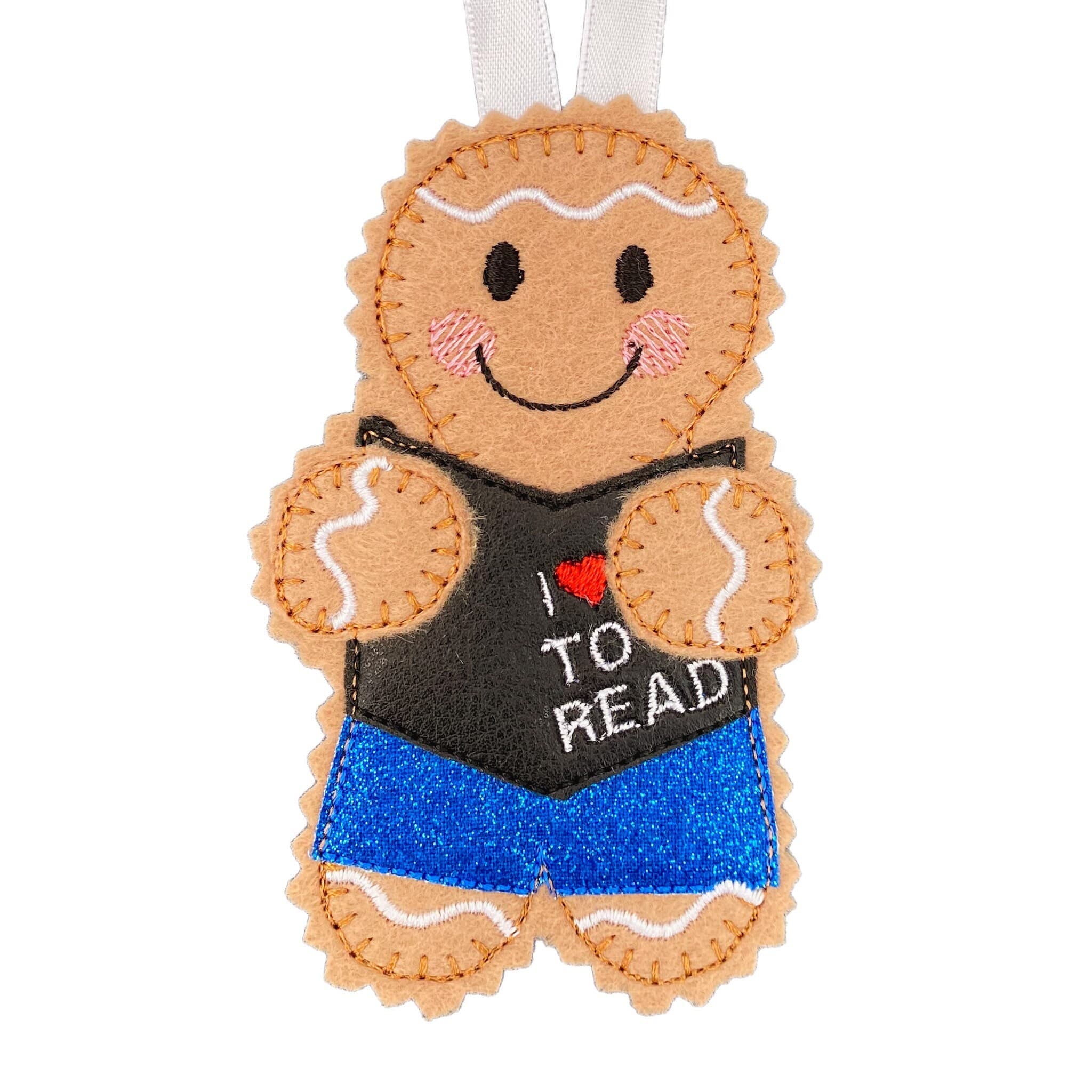 Reading / Bookworm Gingerbread Man Felt Decoration — image 2