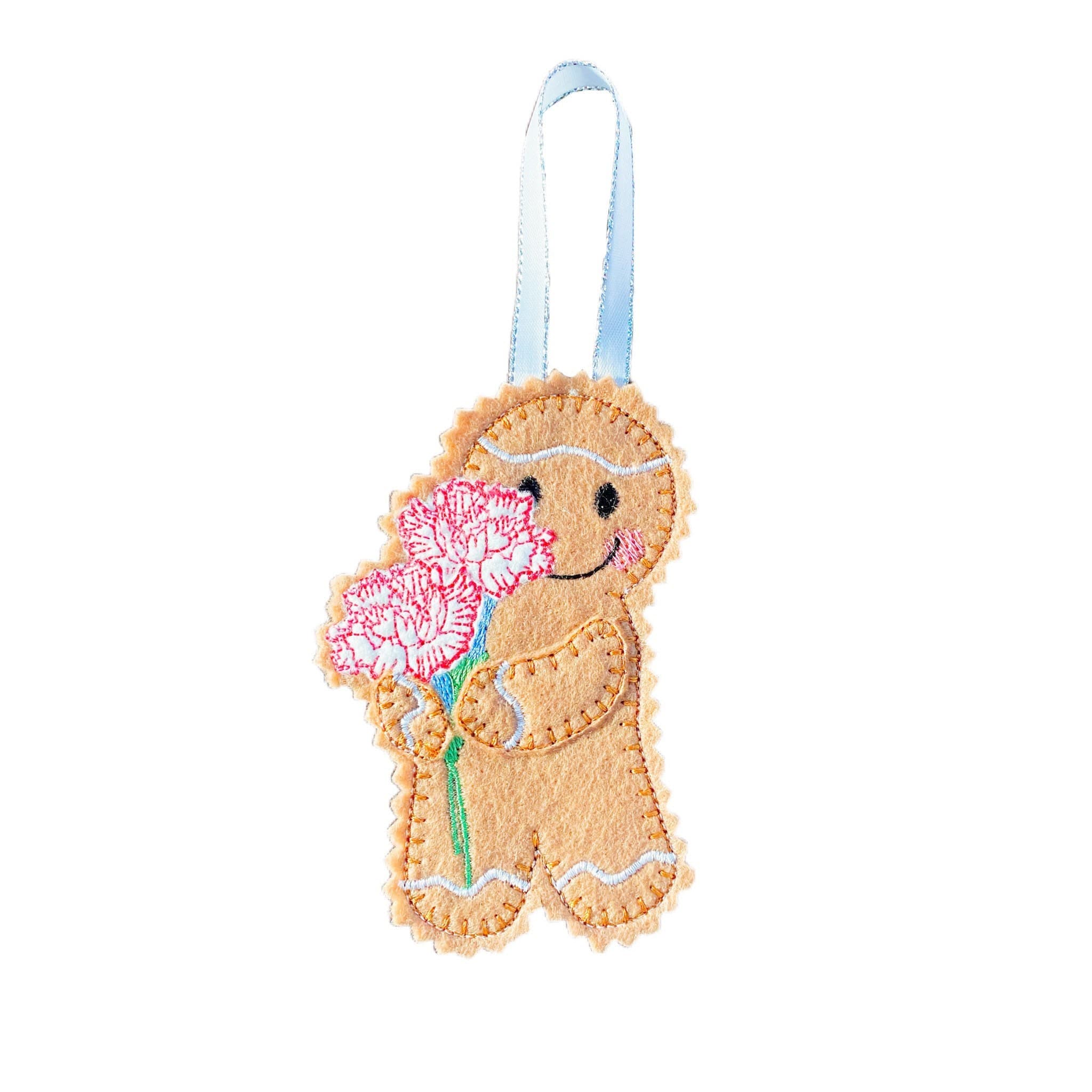 Carnation - January Birth Month Flower Gingerbread Man Felt Decoration