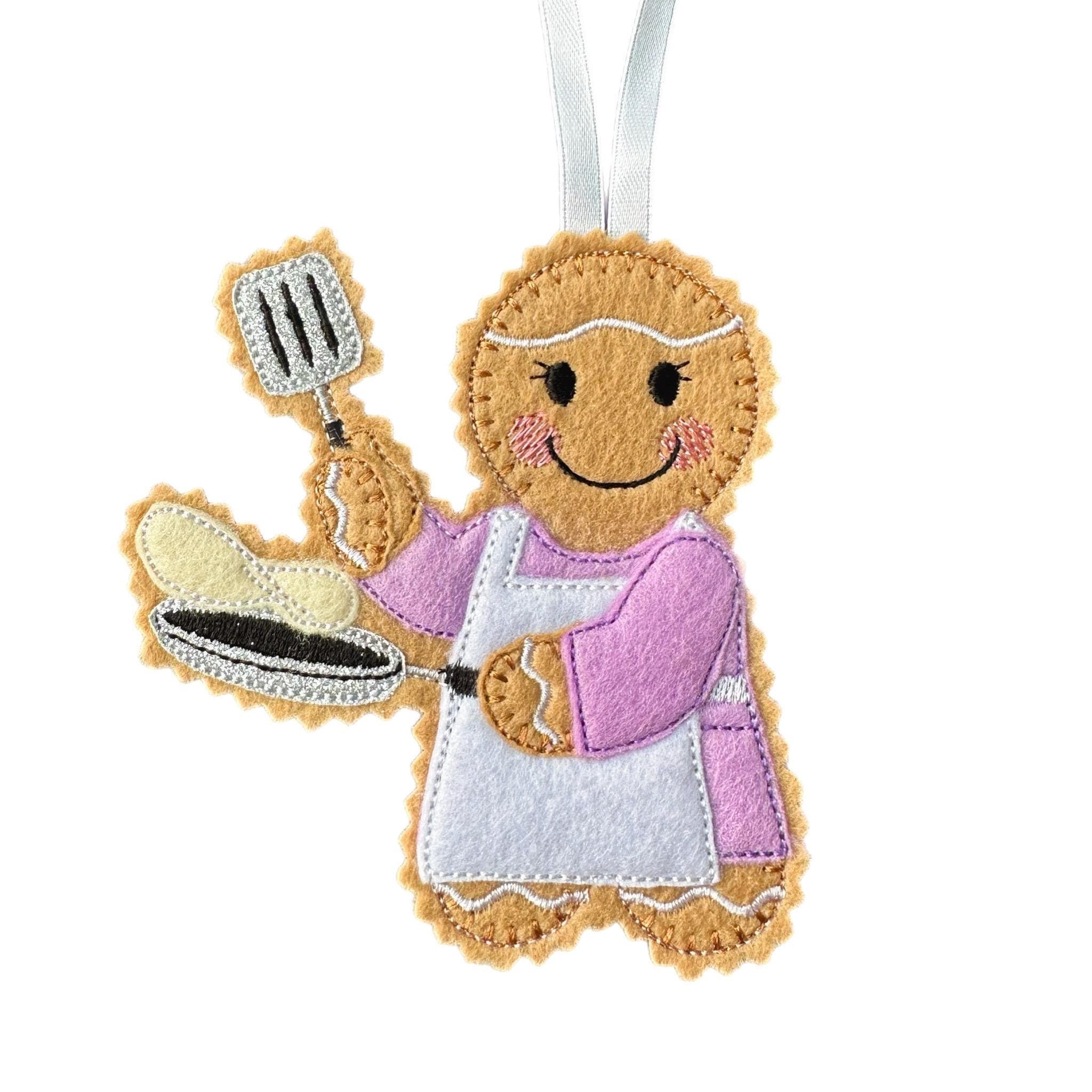 Pancake Maker Gingerbread Man Felt Decoration