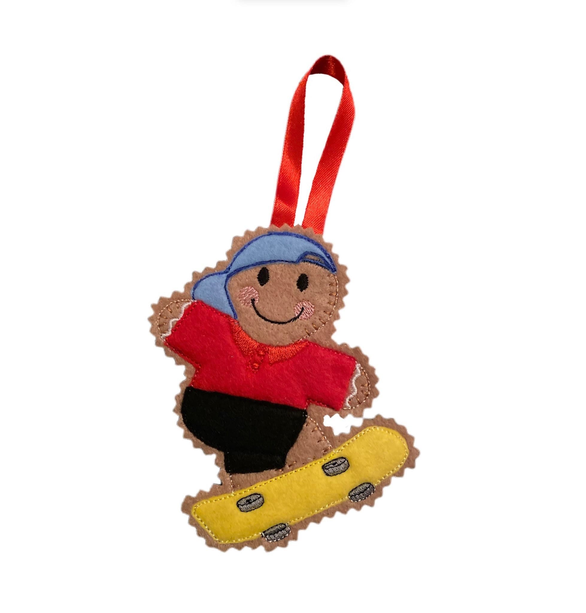 Skateboarder Gingerbread Man Felt Decoration