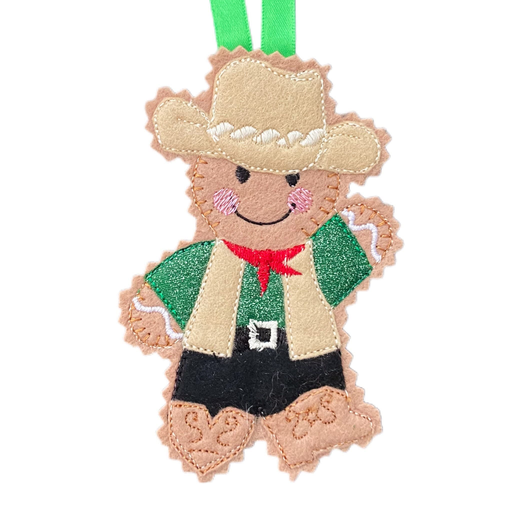 Cowboy / Line Dancer Gingerbread Man Felt Decoration — image 2