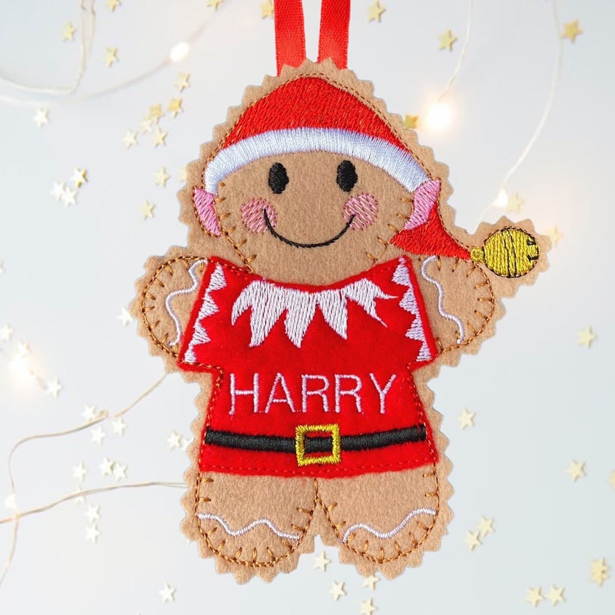 Christmas Elf Gingerbread Man Felt Decoration — image 3