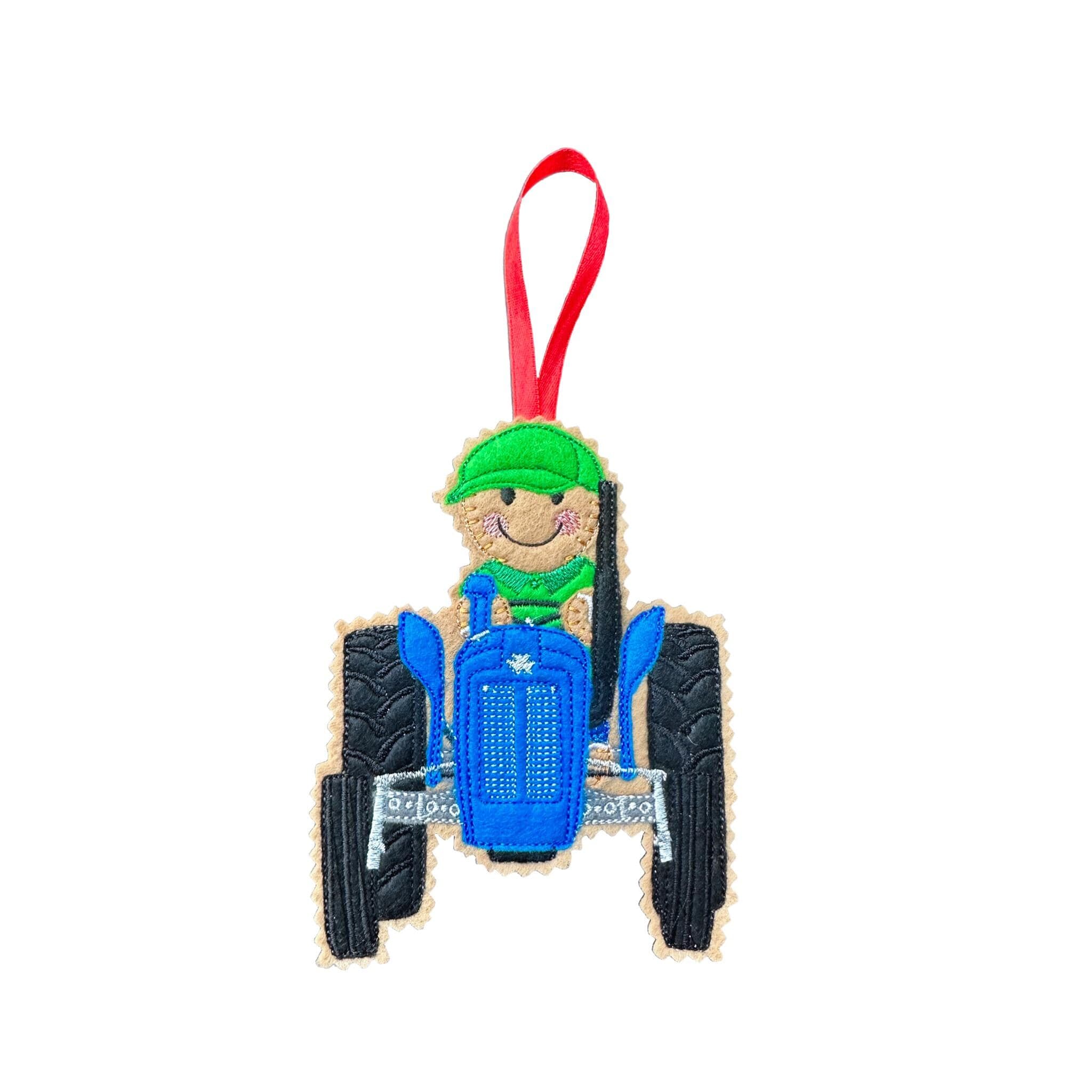 Farmer / Tractor Gingerbread Man Felt Decoration — image 7