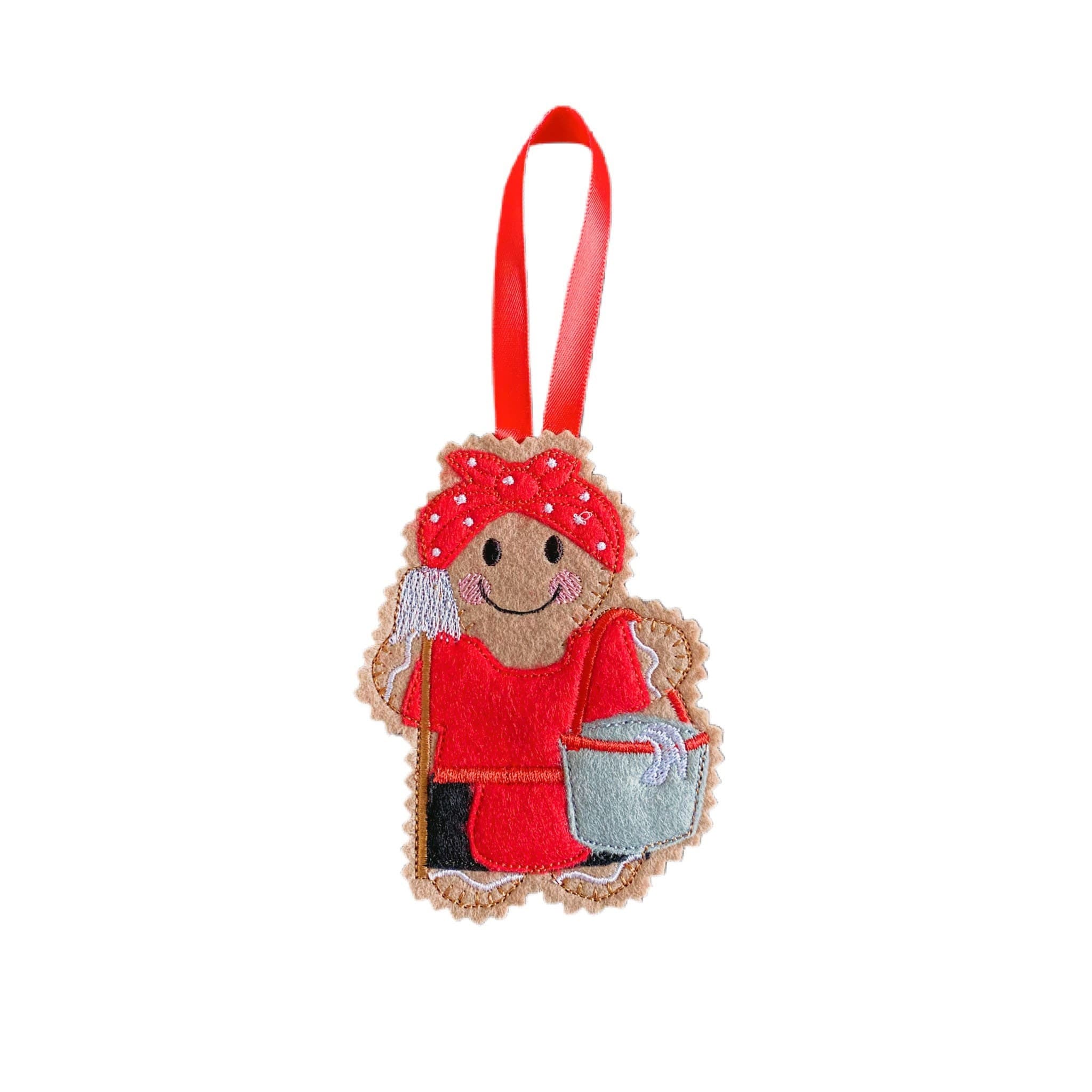Cleaner / Mrs Mop Gingerbread Man Felt Decoration