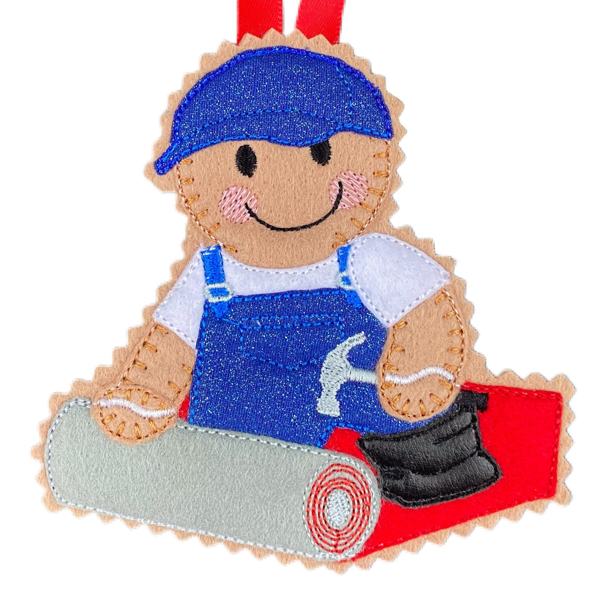 Carpet Fitter Gingerbread Man Felt Decoration — image 2
