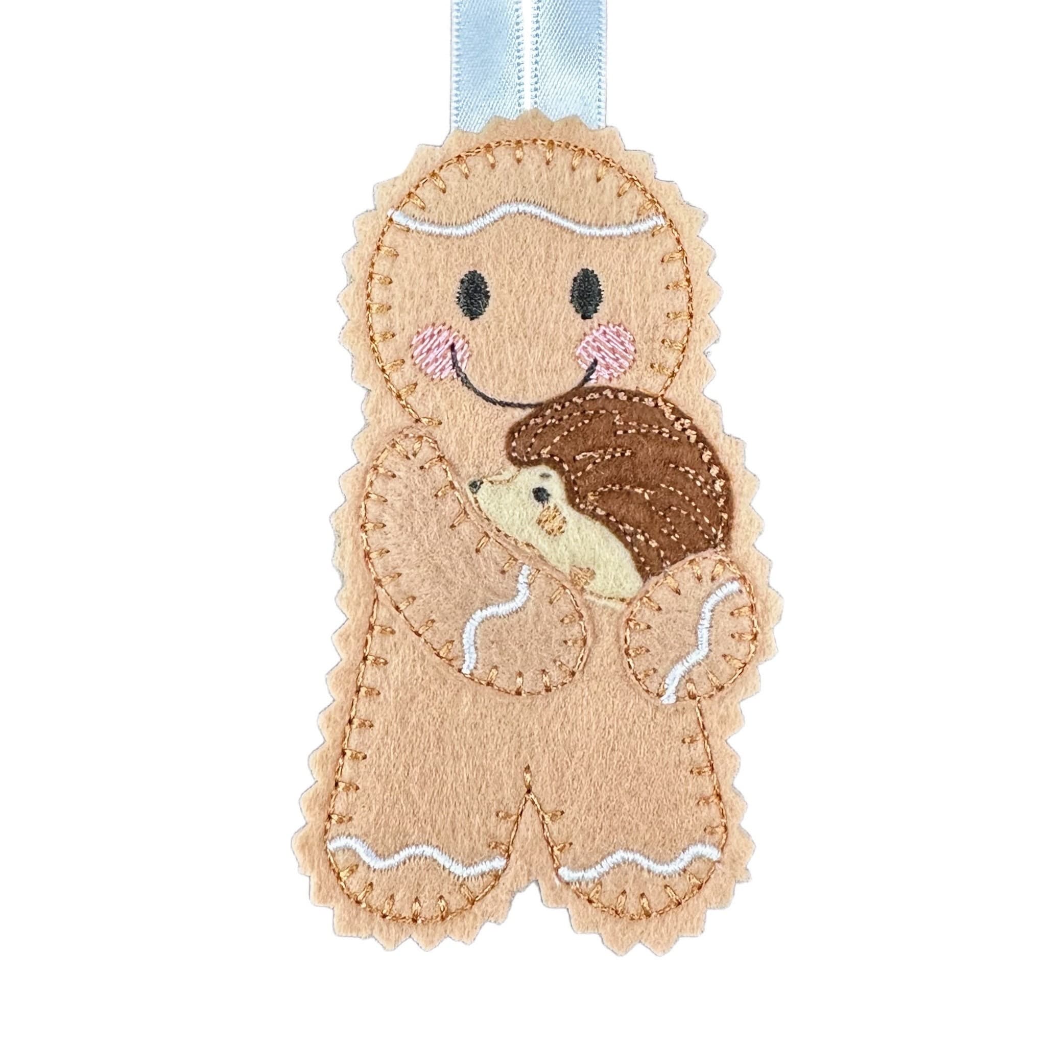 Pet Hedgehog Gingerbread Man Felt Decoration — image 2