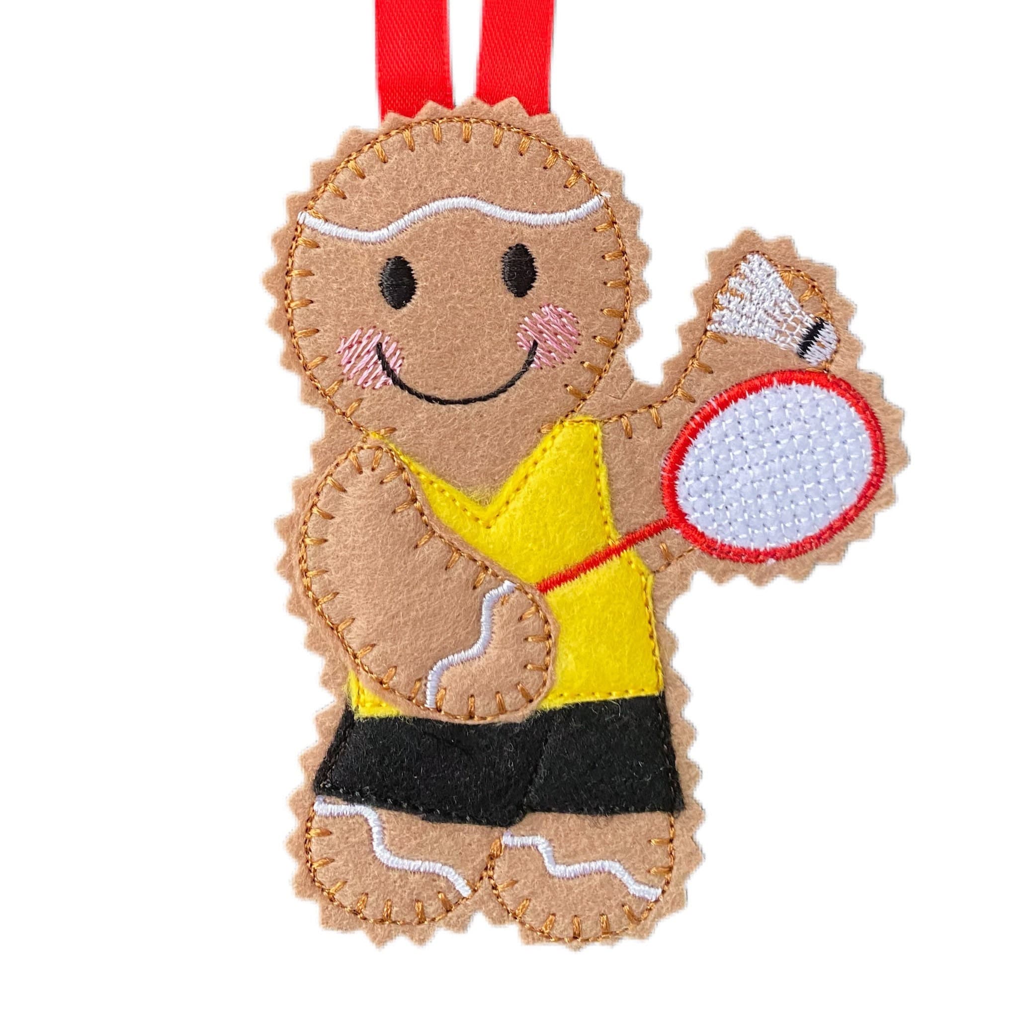 Badminton Player Gingerbread Man Felt Decoration — image 2