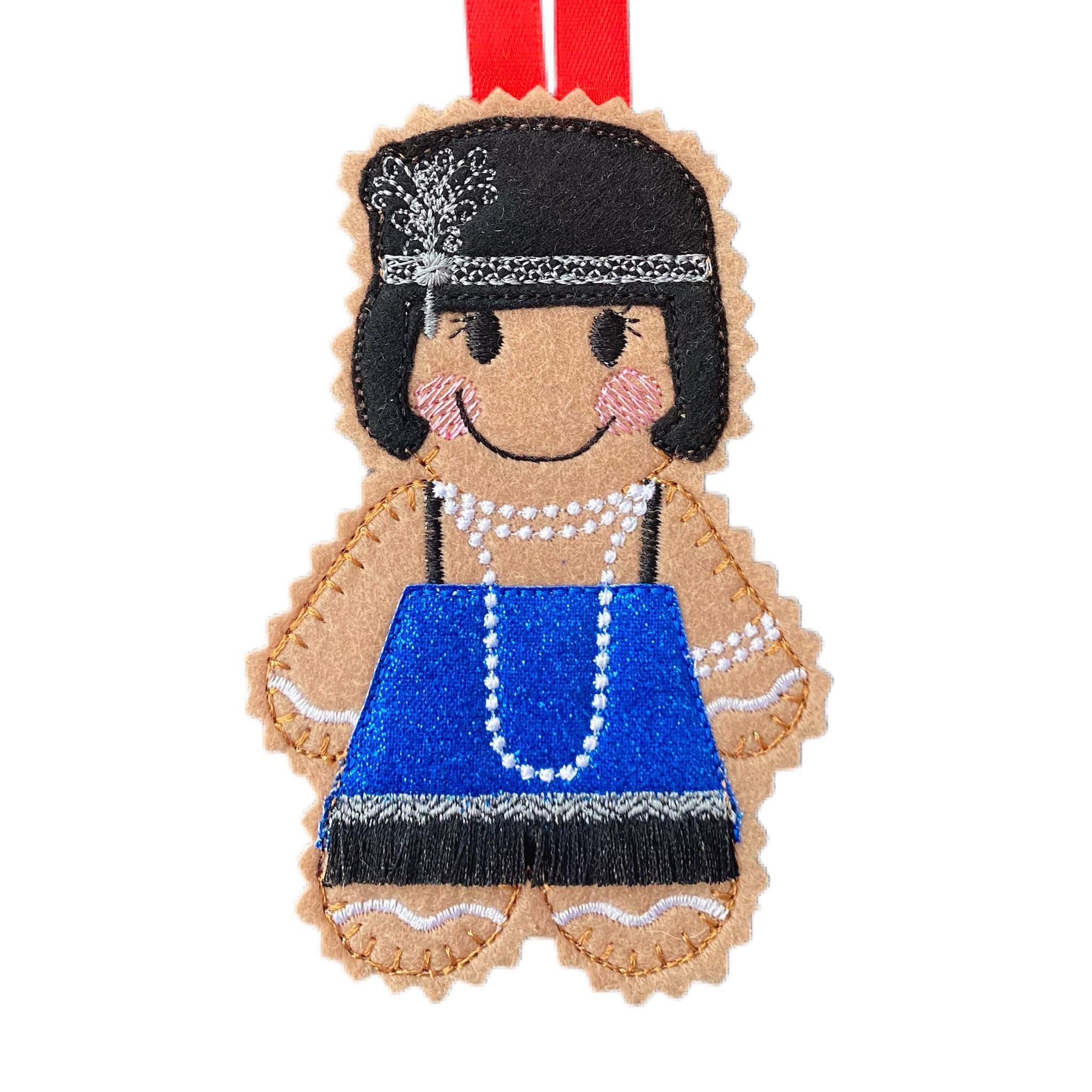 1920s Flapper Girl Gingerbread Man Felt Decoration — image 2