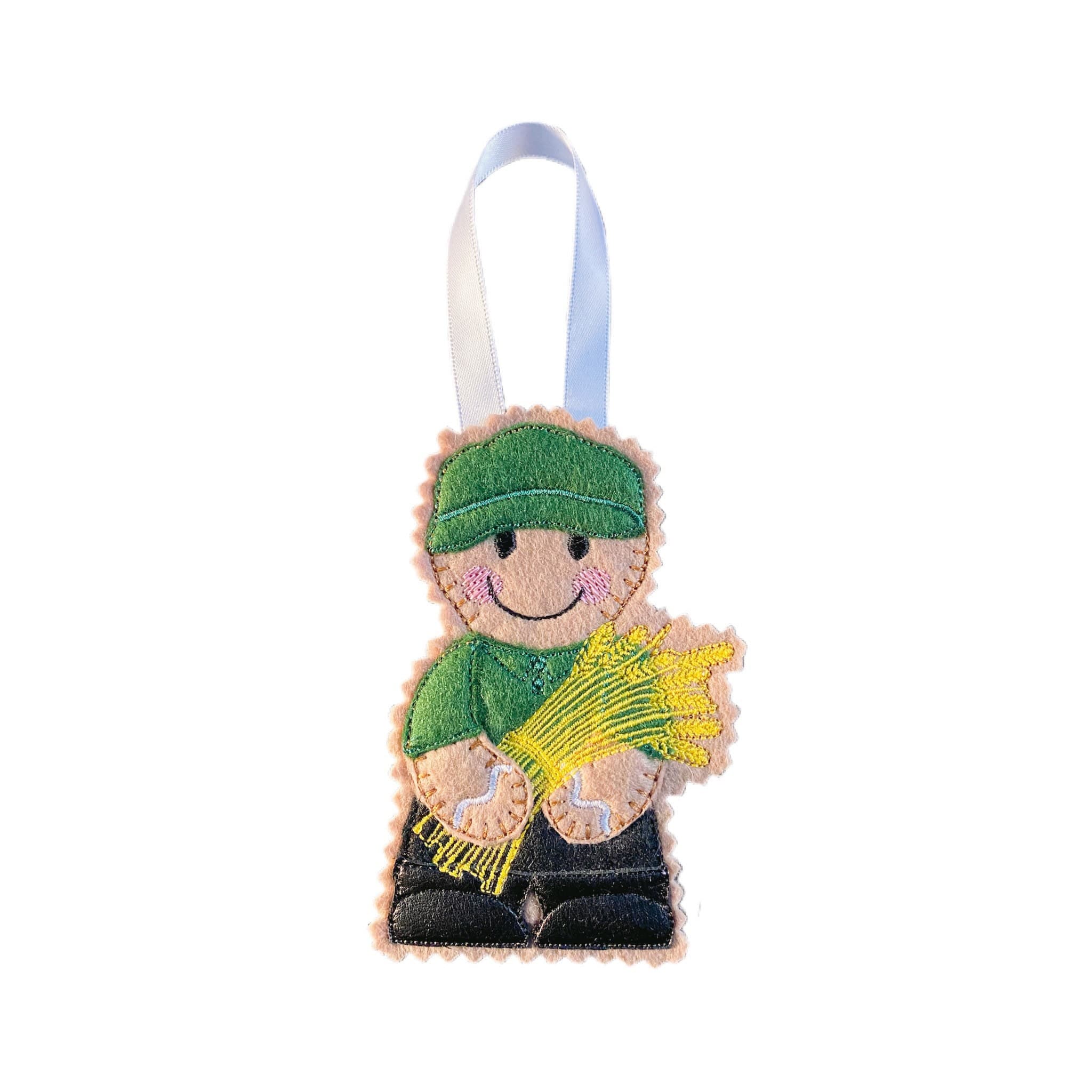 Farmer Gingerbread Man Felt Decoration