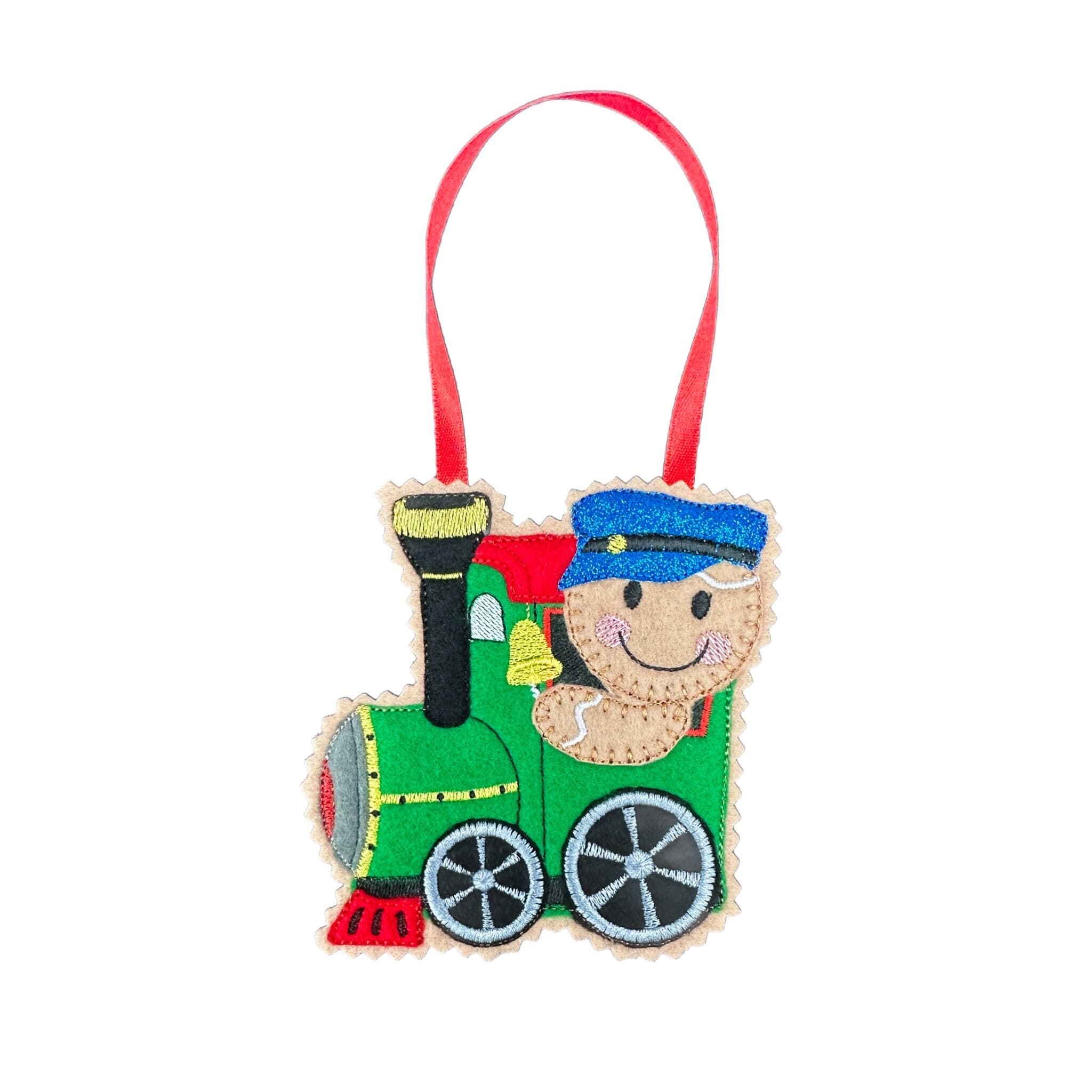 Steam Engine / Train Driver Gingerbread Man Felt Decoration