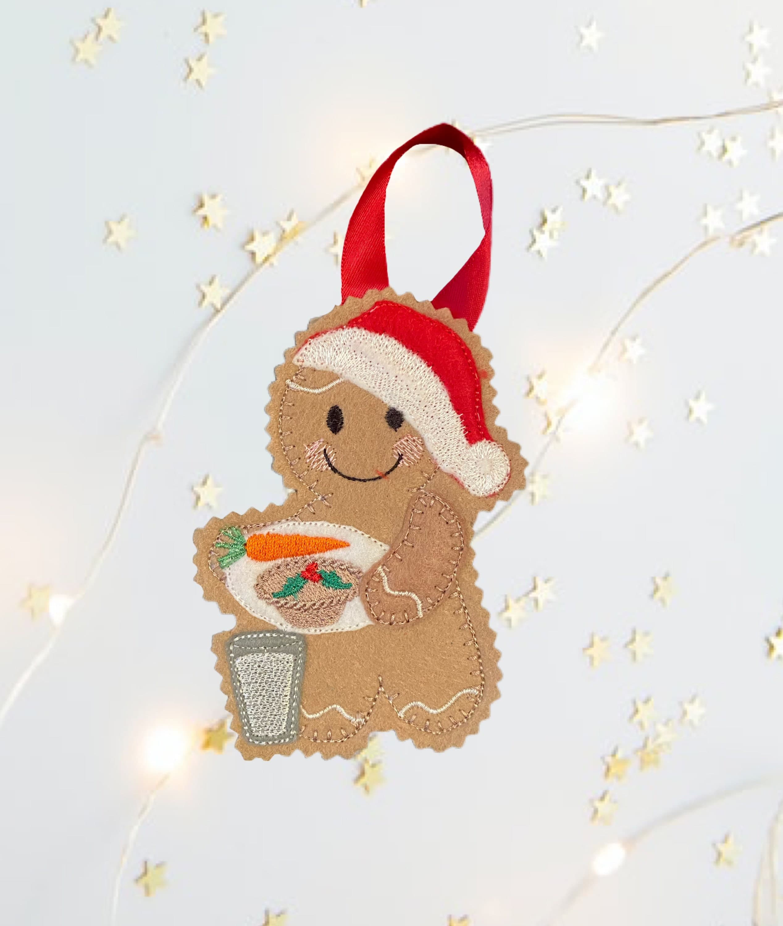 Christmas Santa Plate Gingerbread Man Felt Decoration