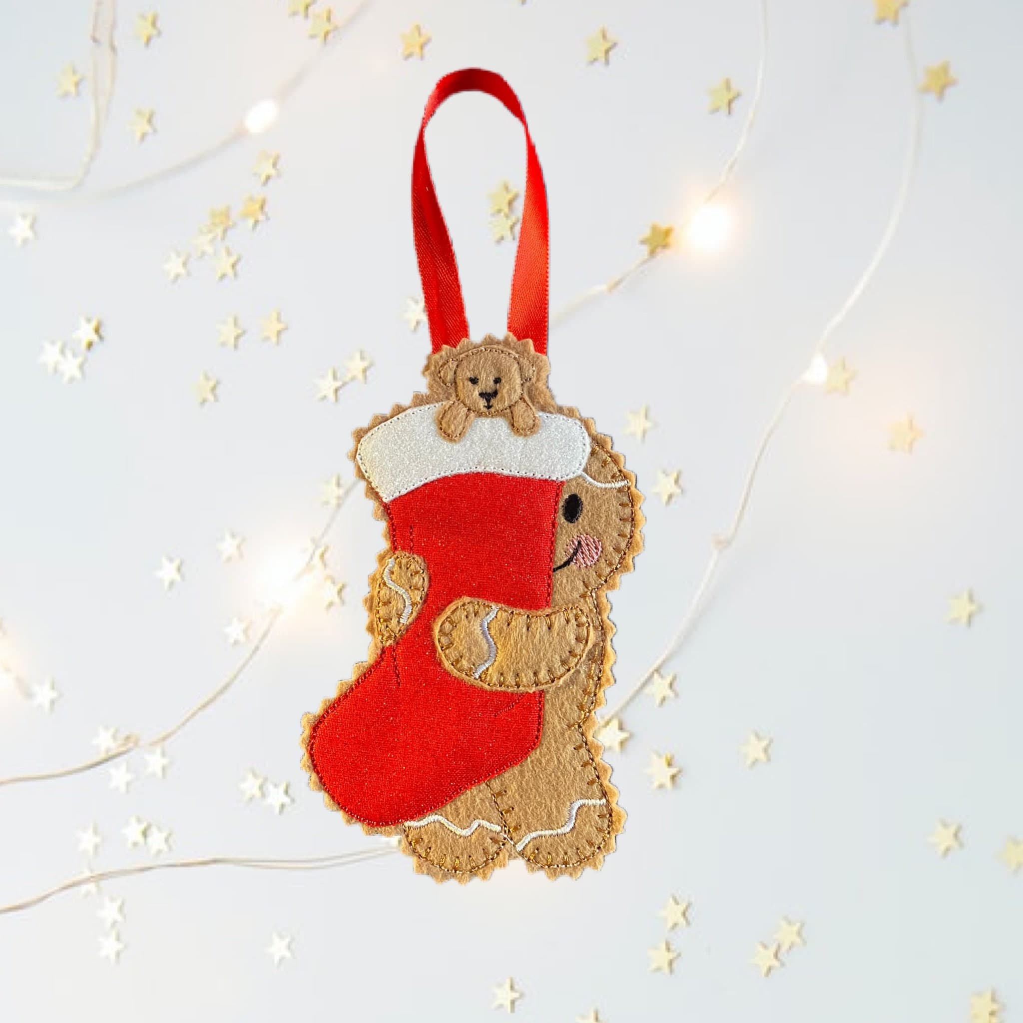 Christmas Stocking Gingerbread Felt Decoration