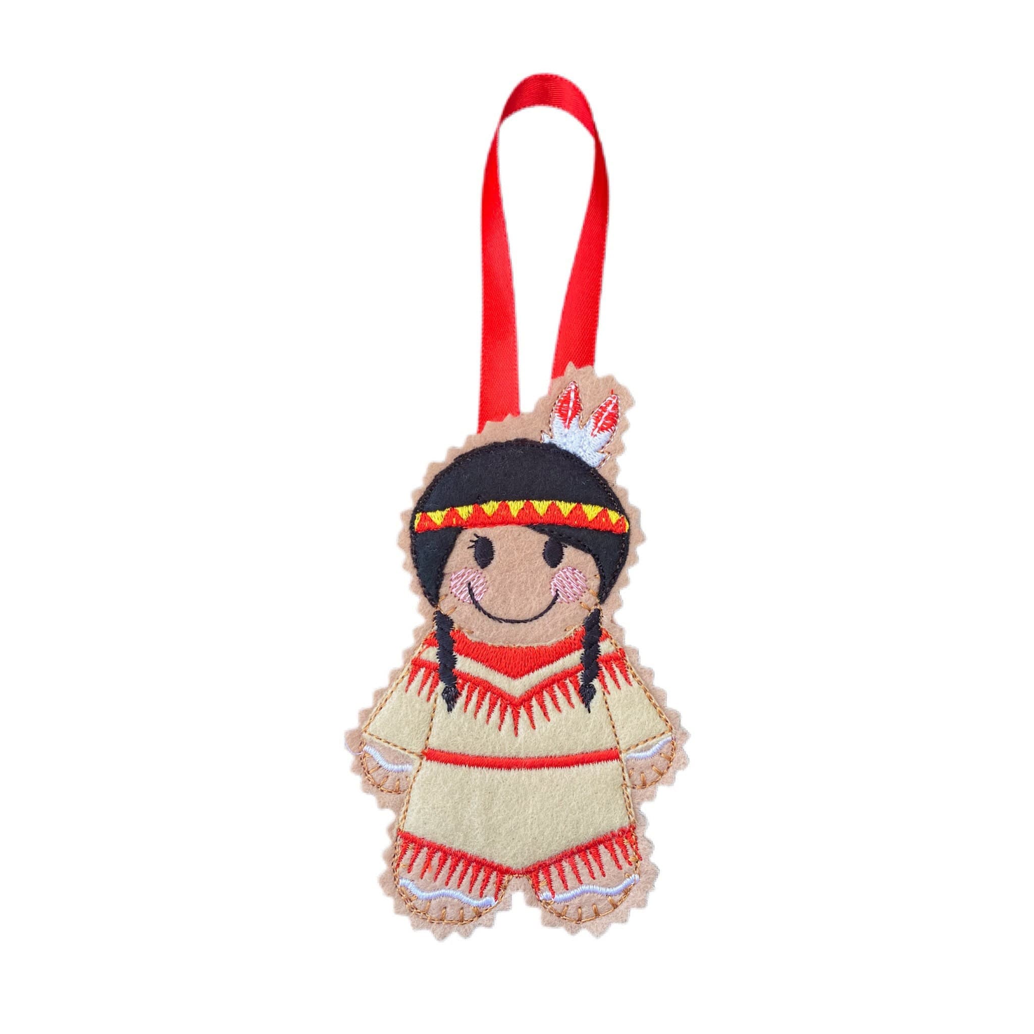 Native American Indian Gingerbread Man Felt Decoration