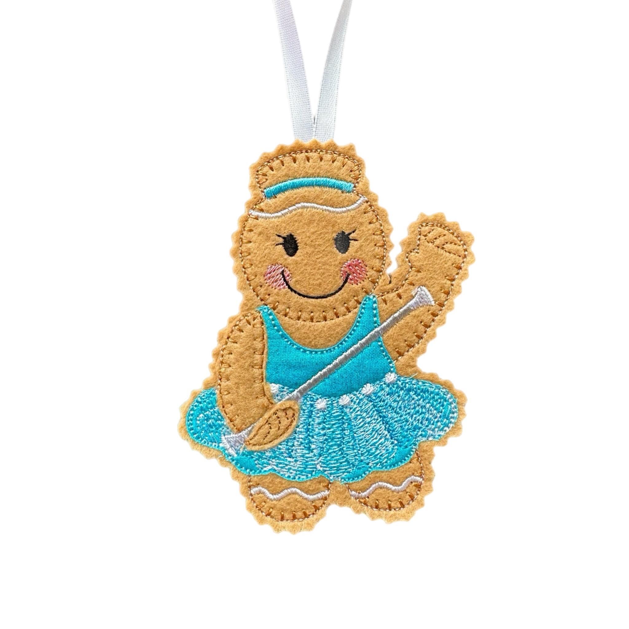 Baton Twirler Gingerbread Decoration – Felt Hanging Ornament