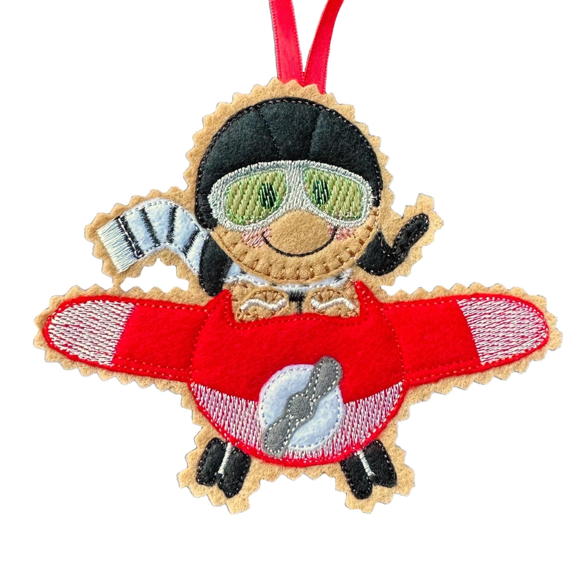 Aviator Pilot Gingerbread Man Felt Decoration — image 3