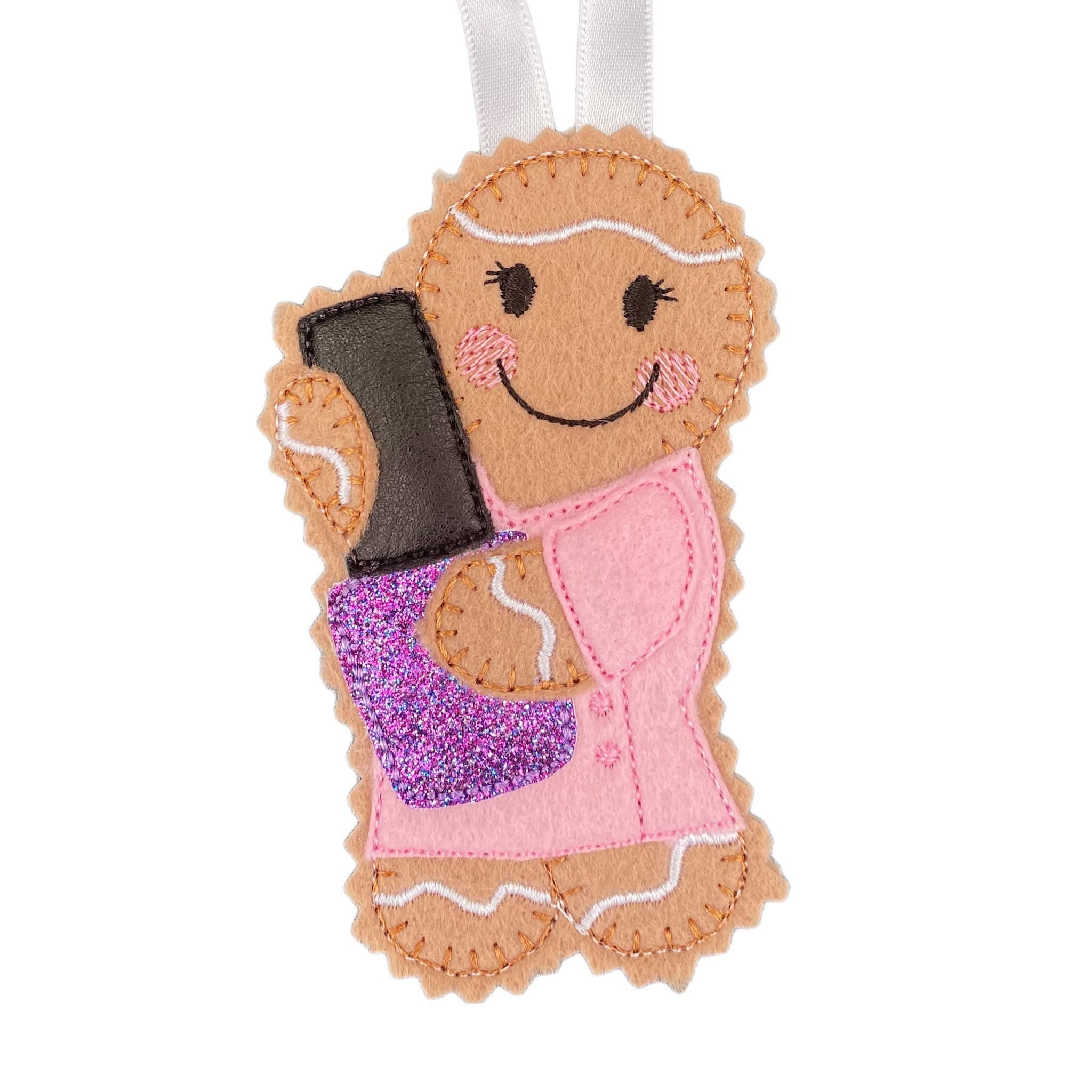 Nail Technician Gingerbread Man Felt Decoration — image 2