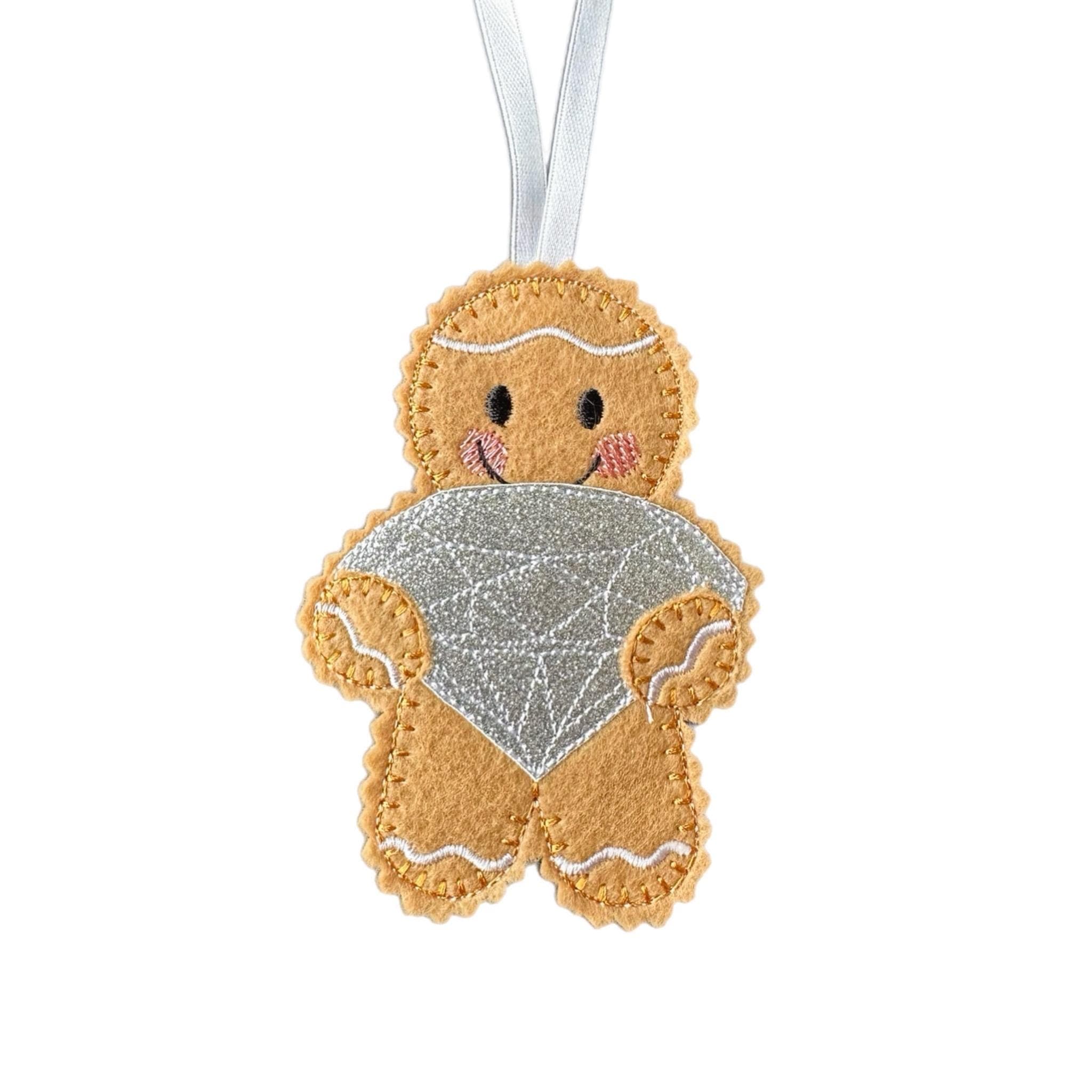 Diamond Felt Gingerbread Ornament: Glittery Engagement Gift