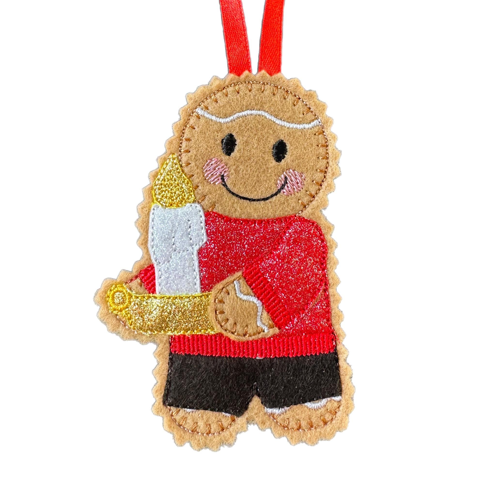 Christmas Candle Gingerbread Felt Decoration
