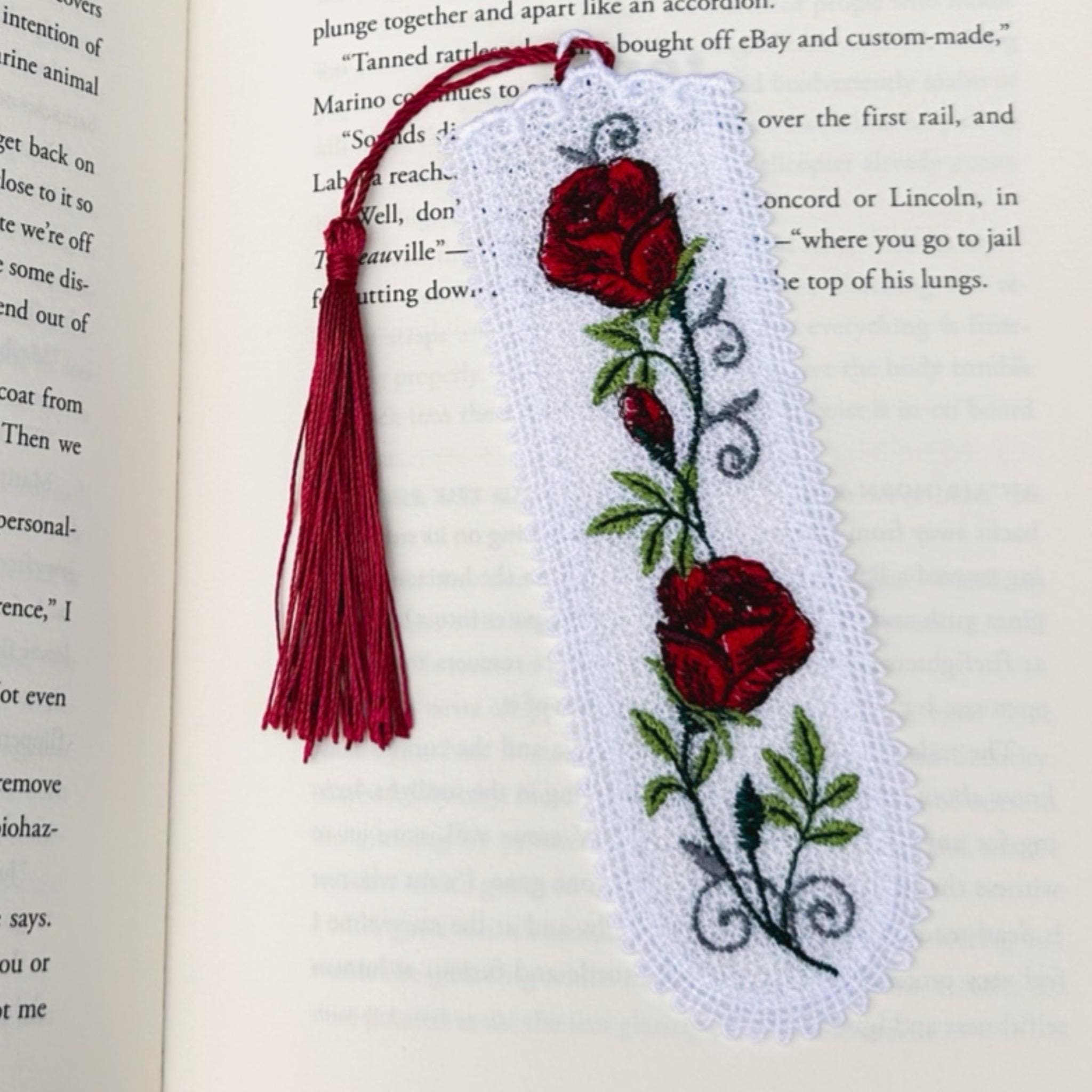 Rose Flower Lace Embroidered Bookmark — image 2