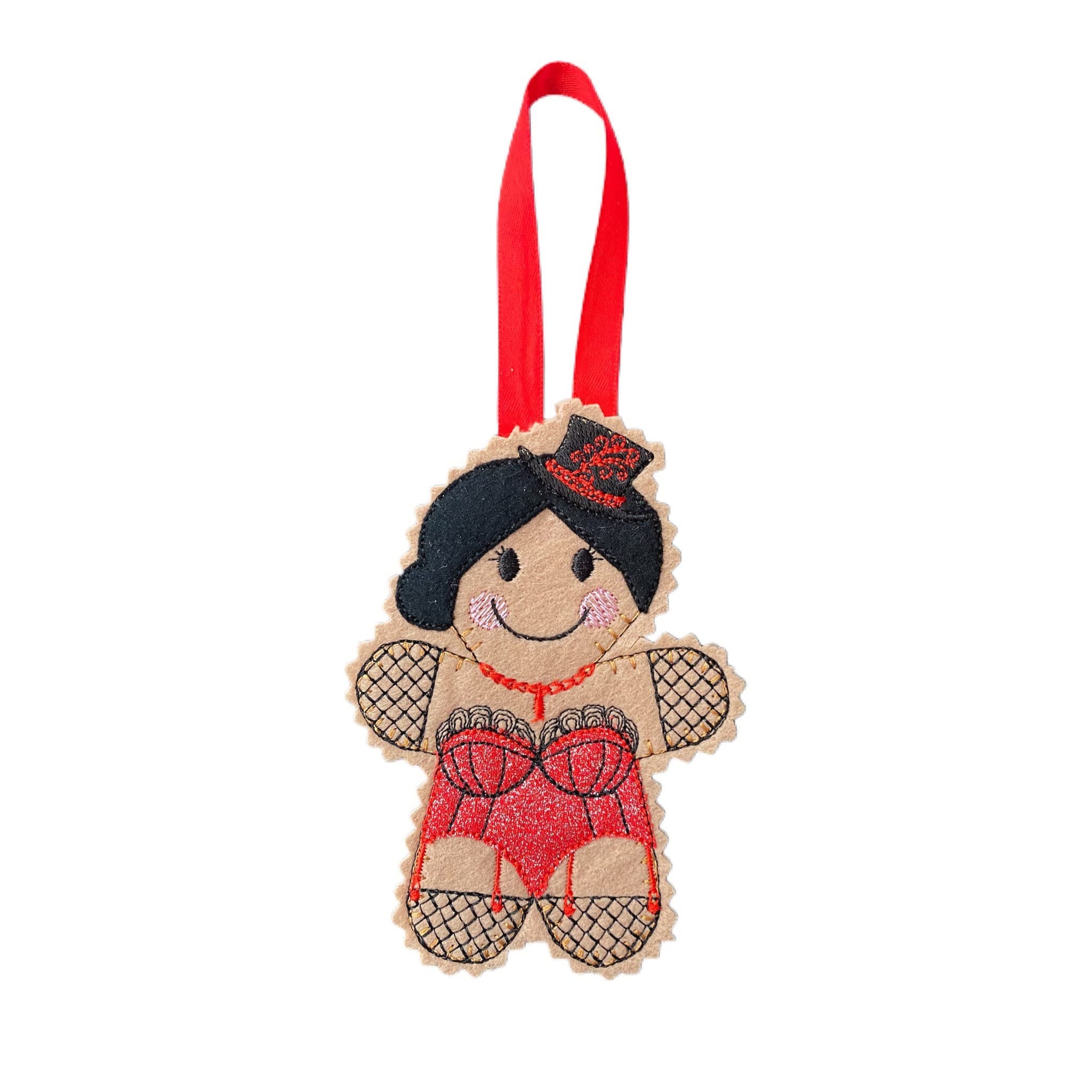 Burlesque Gingerbread Man Felt Decoration