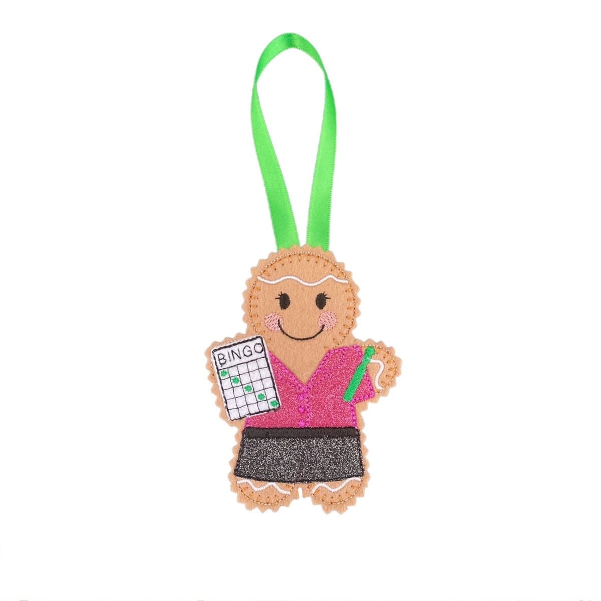 Bingo Player Gingerbread Man Felt Decoration