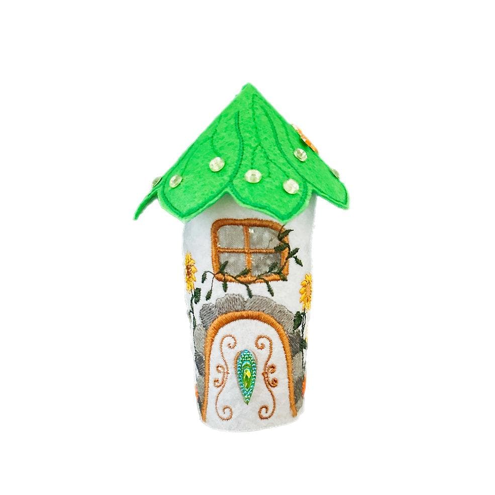 Green and White Sunflower Tea Light Fairy House