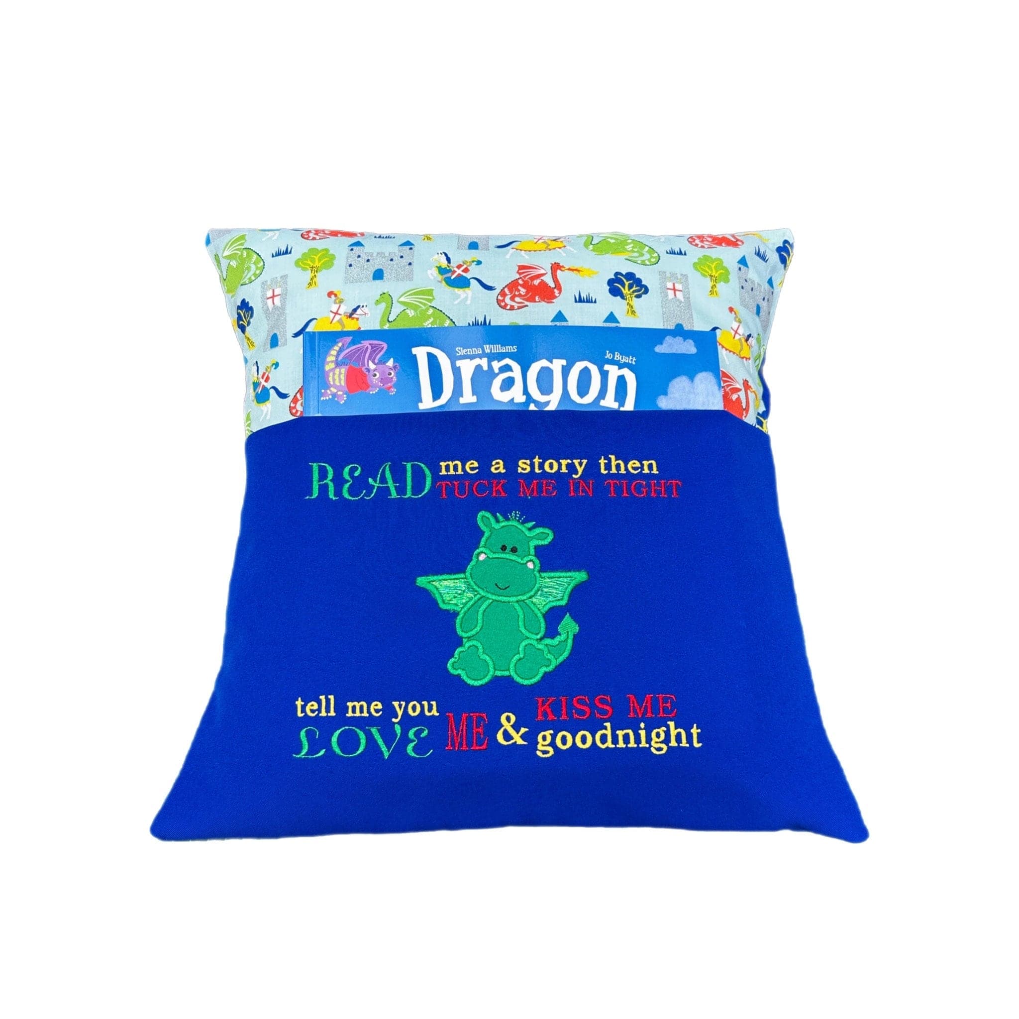 Embroidered Dragon Reading Cushion: Kids Book Pillow