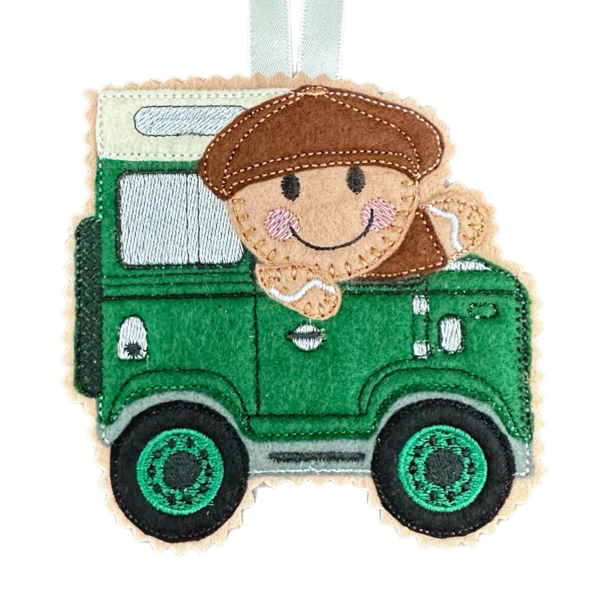 4x4 Driver /  FarmerGingerbread Man Felt Decoration