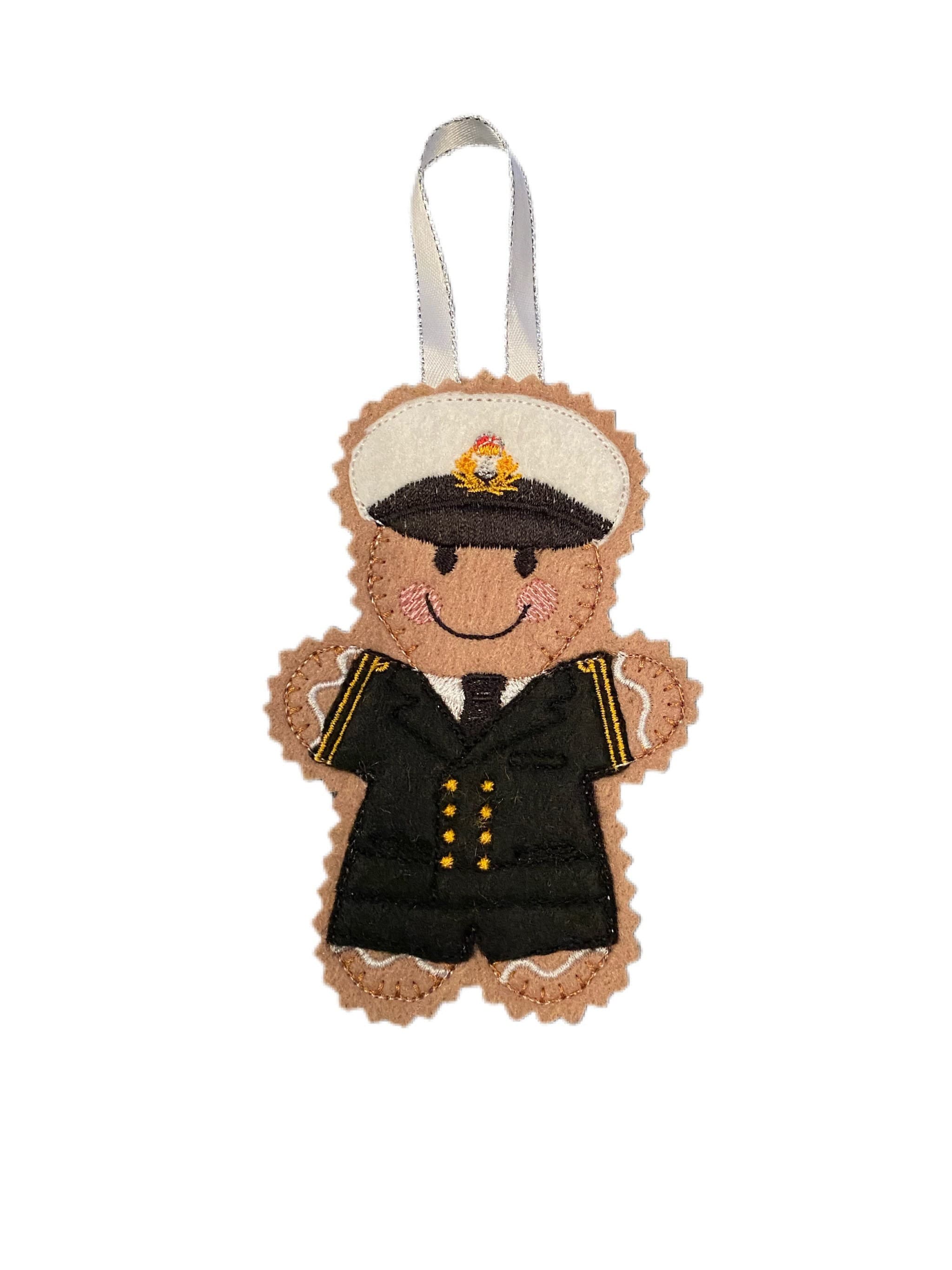 Naval Officer Gingerbread Man Felt Decoration