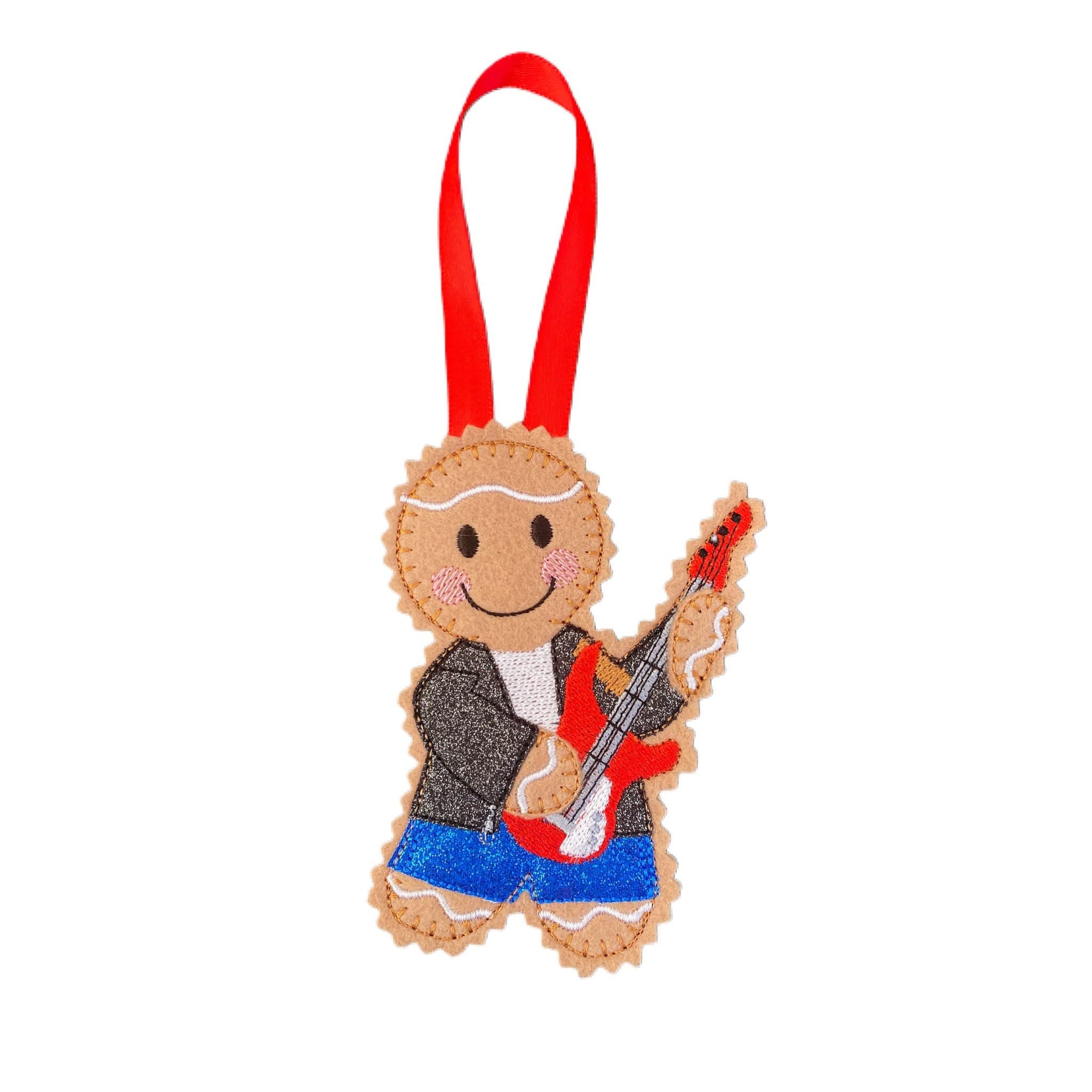 Electric Guitar Player/Musician Gingerbread Man Felt Decoration