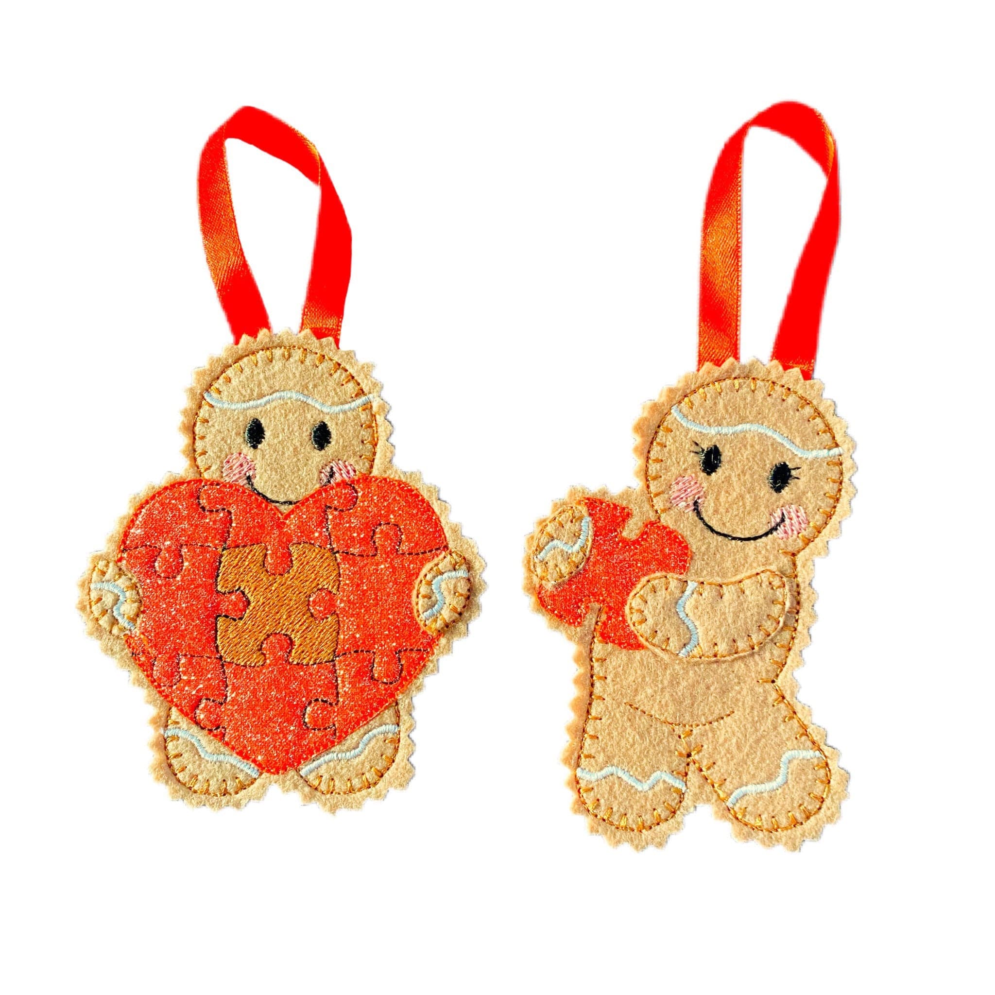 Piece of My Heart Gingerbread Men Felt Decorations