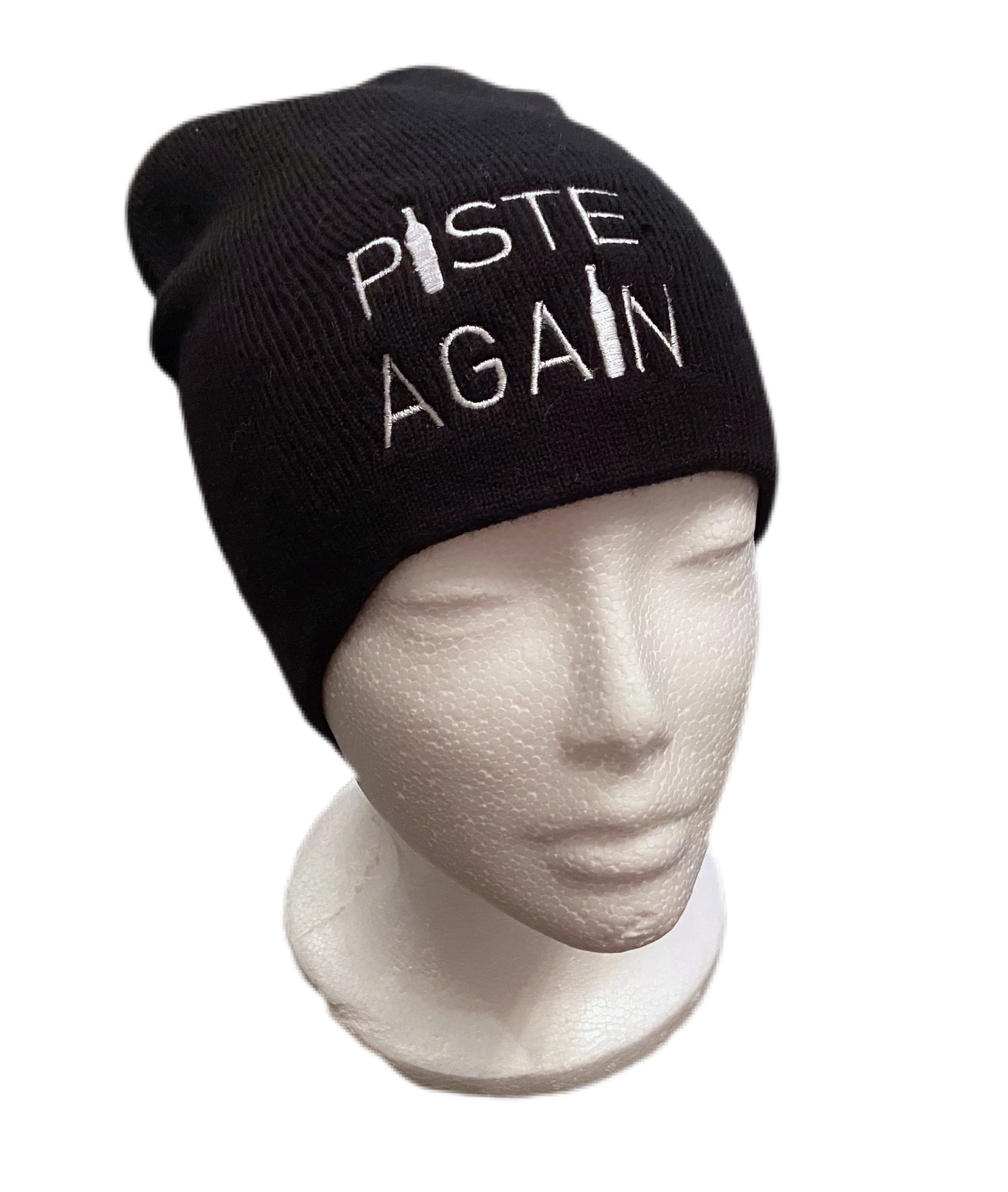 Novelty skiing quote Piste Again Joke Beanie Hat
