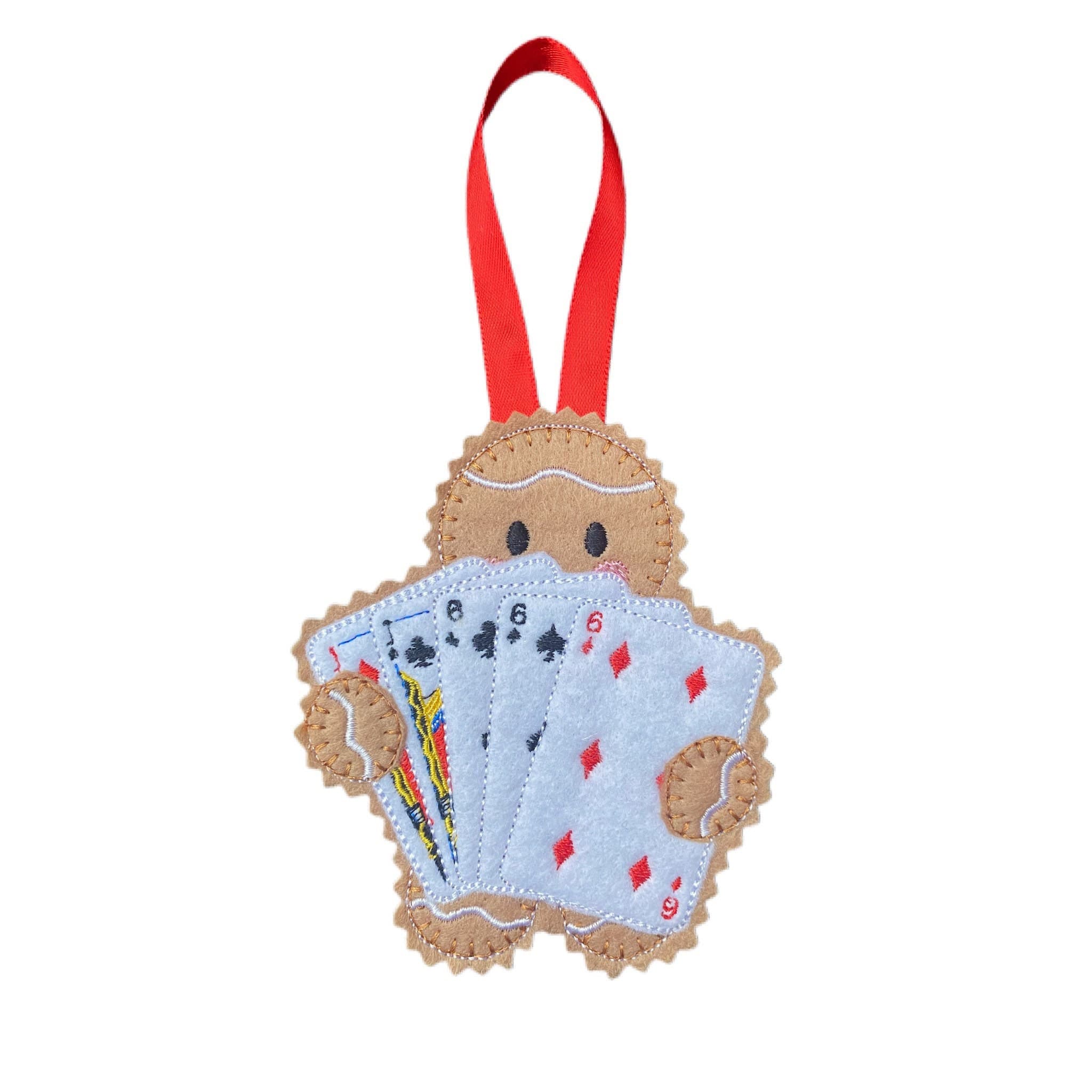 Card Player Gingerbread Man Felt Decoration