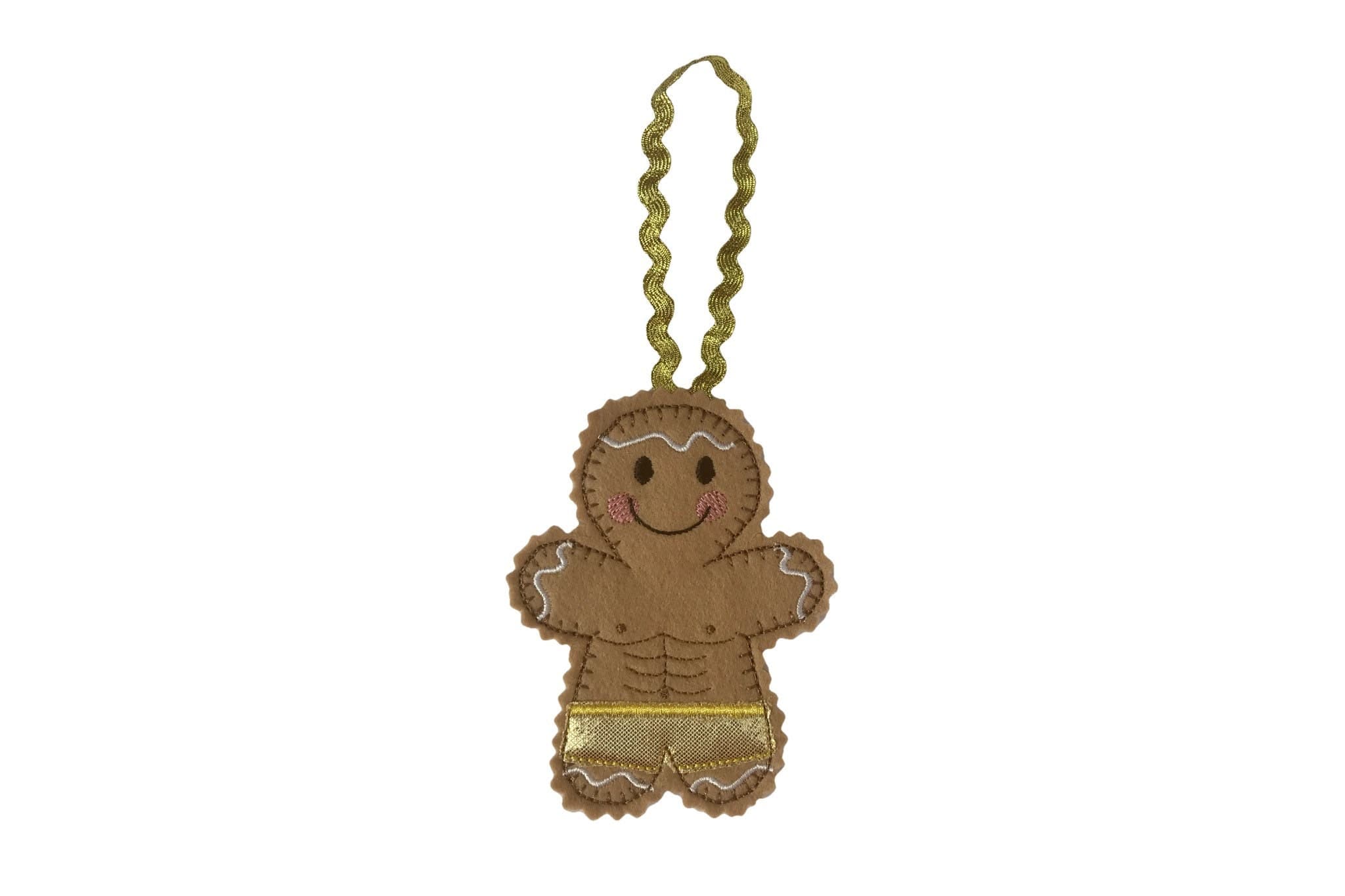 Body Builder Gym Gingerbread Man Felt Decoration — image 3