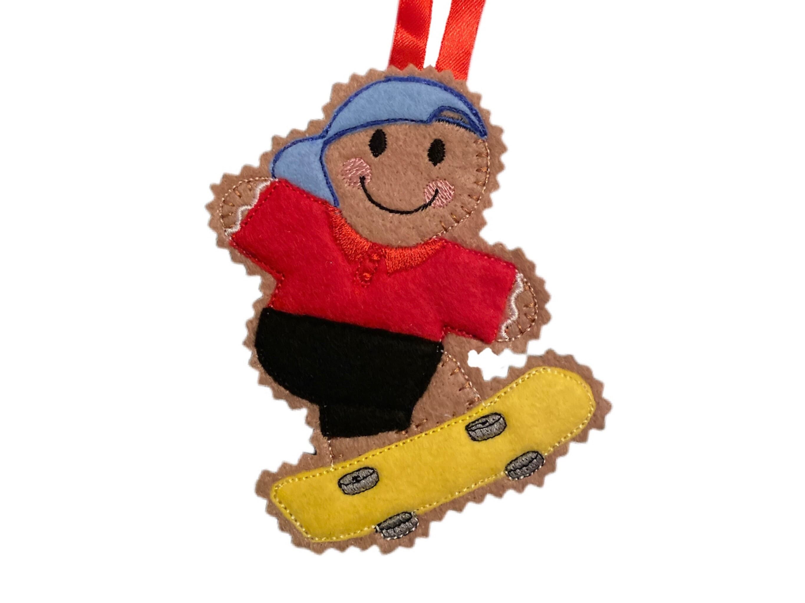 Skateboarder Gingerbread Man Felt Decoration — image 2