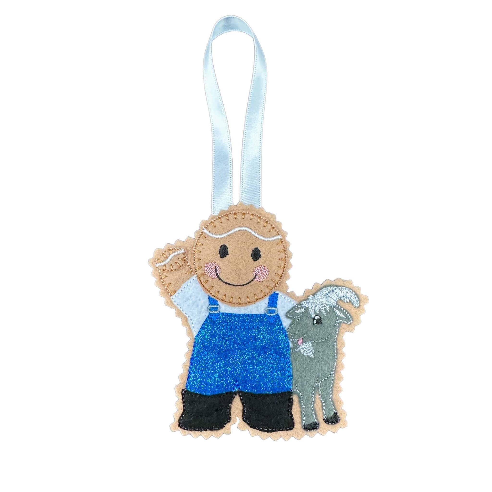 Goat Farmer / Keeper Gingerbread Man Felt Decoration
