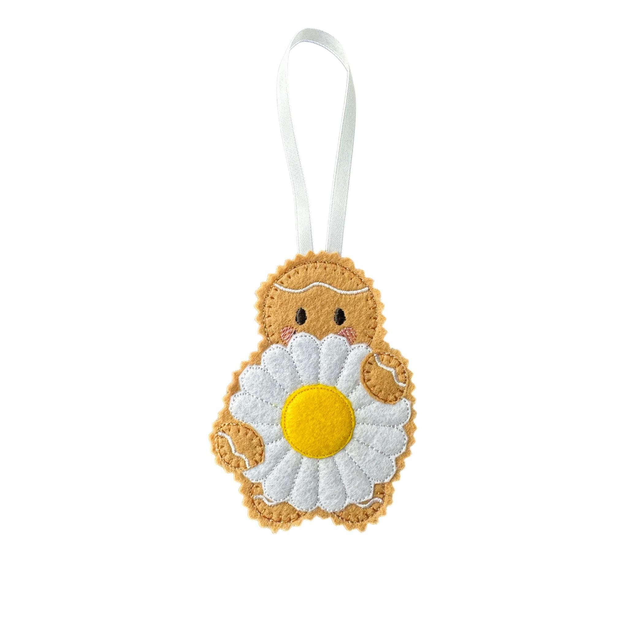 Daisy - April Birth Month Flower Gingerbread Man Felt Decoration — image 2