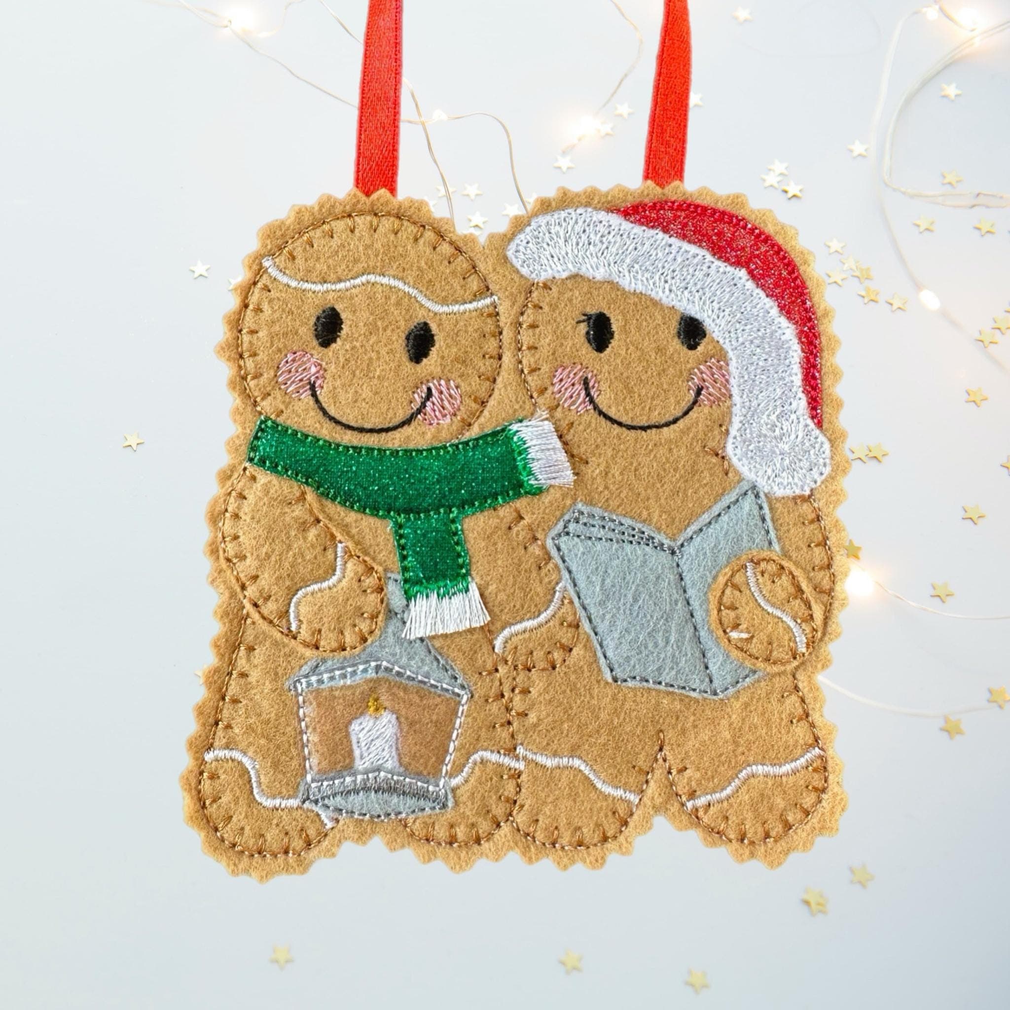 Christmas Carol Singers Gingerbread Felt Decoration