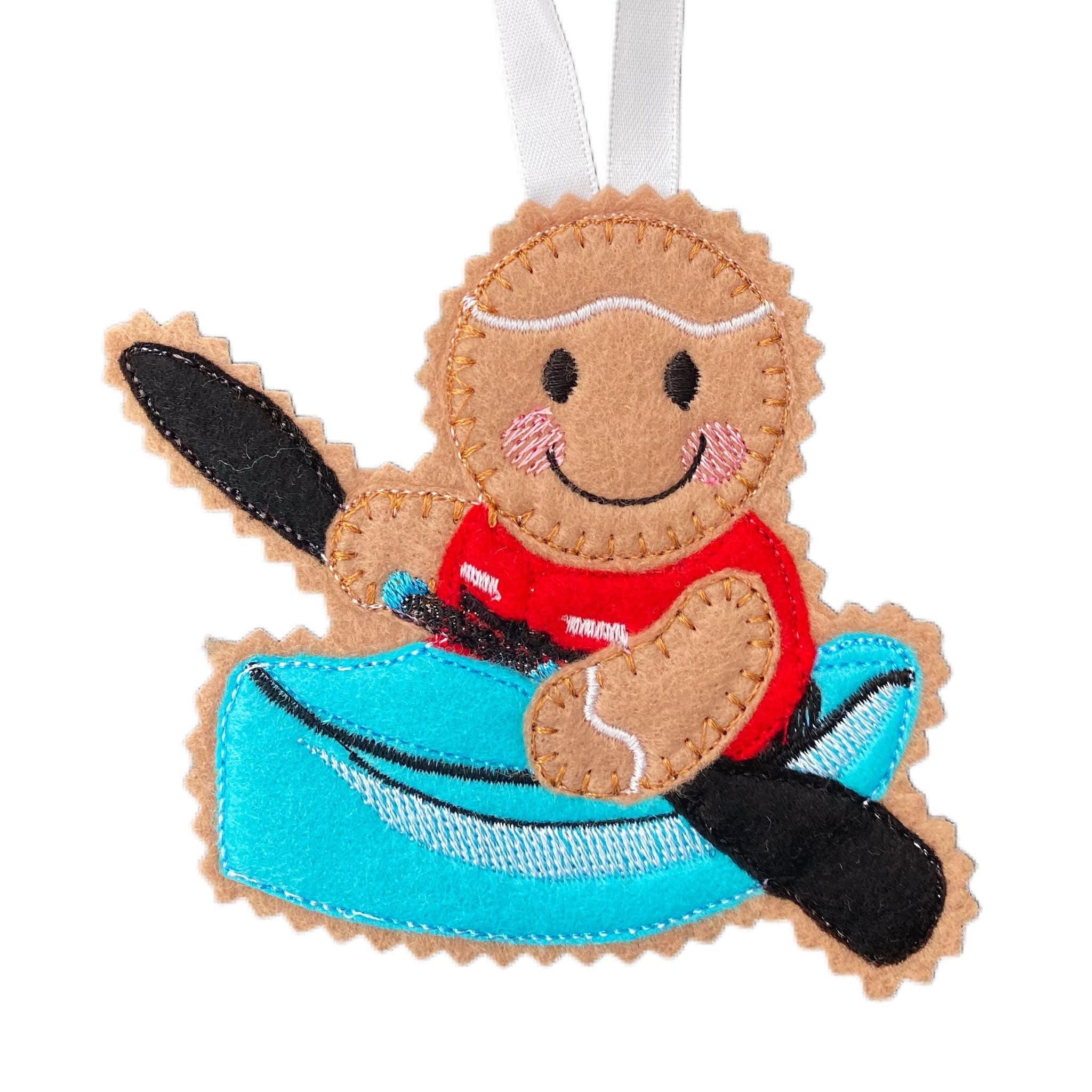 Canoeist Gingerbread Man Felt Decoration — image 2